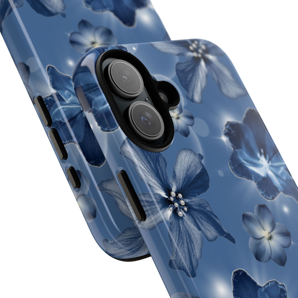 Blue Floral Tough Phone Case — Protective Blossom Design