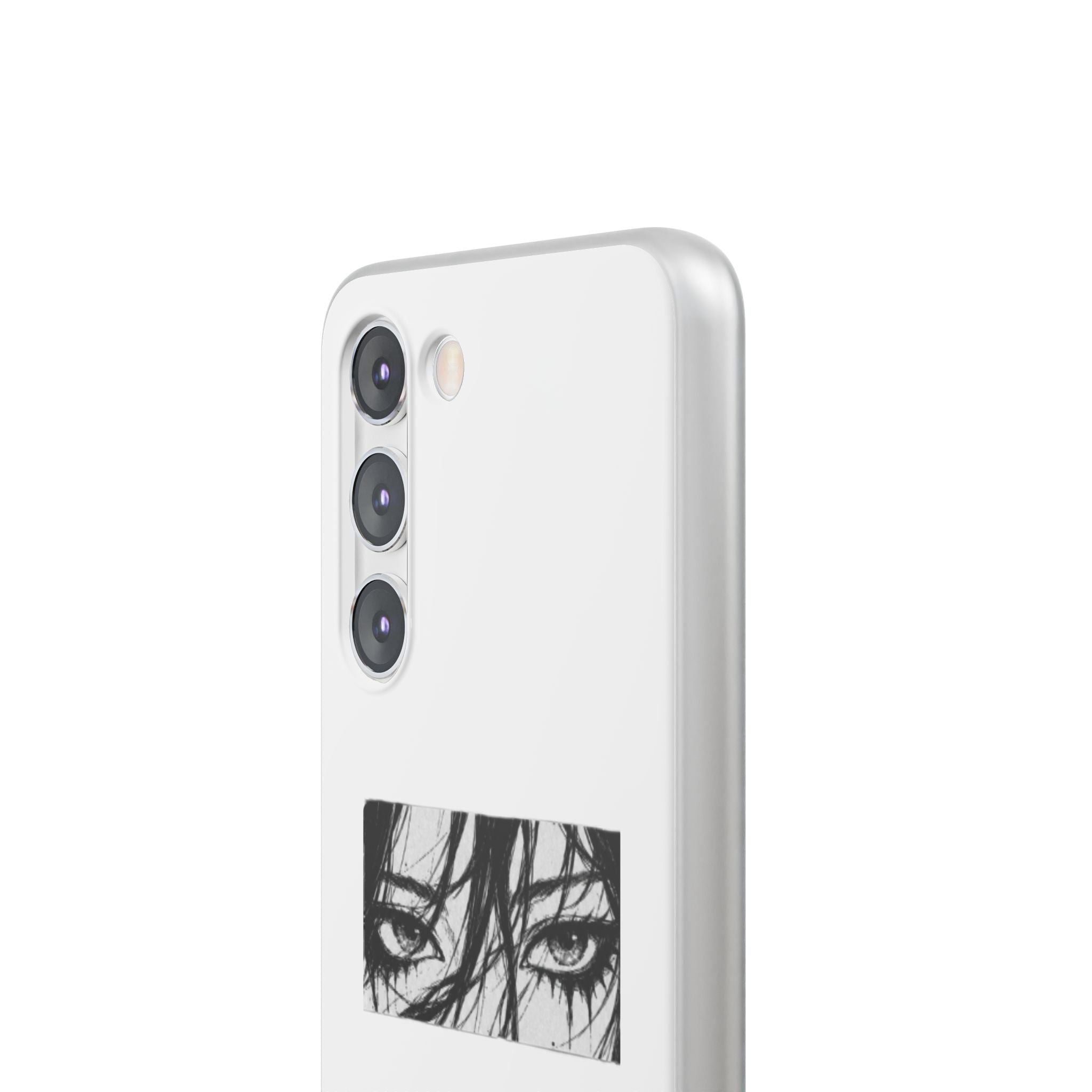 Anime Eyes Illustration Phone Case - Moody Black & White Flexi Case