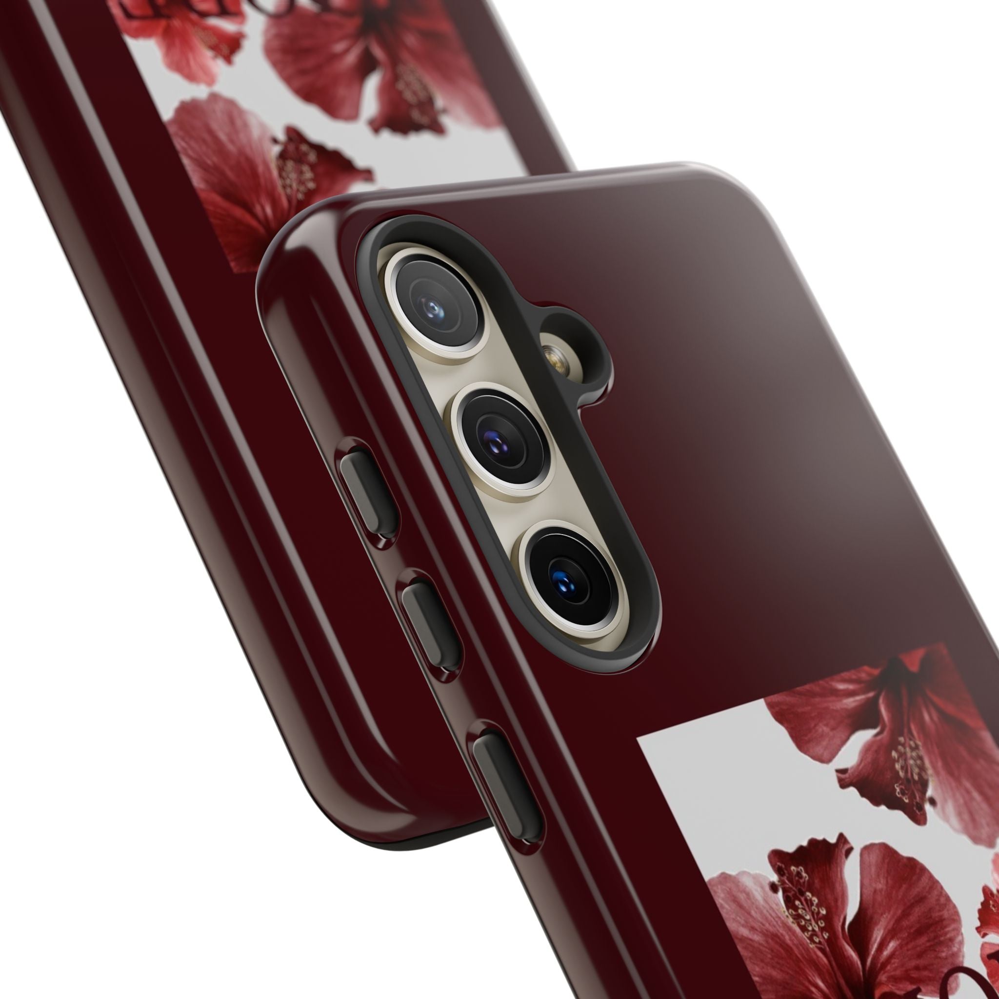 Amore Floral Phone Case — Burgundy Tough Protective Cover