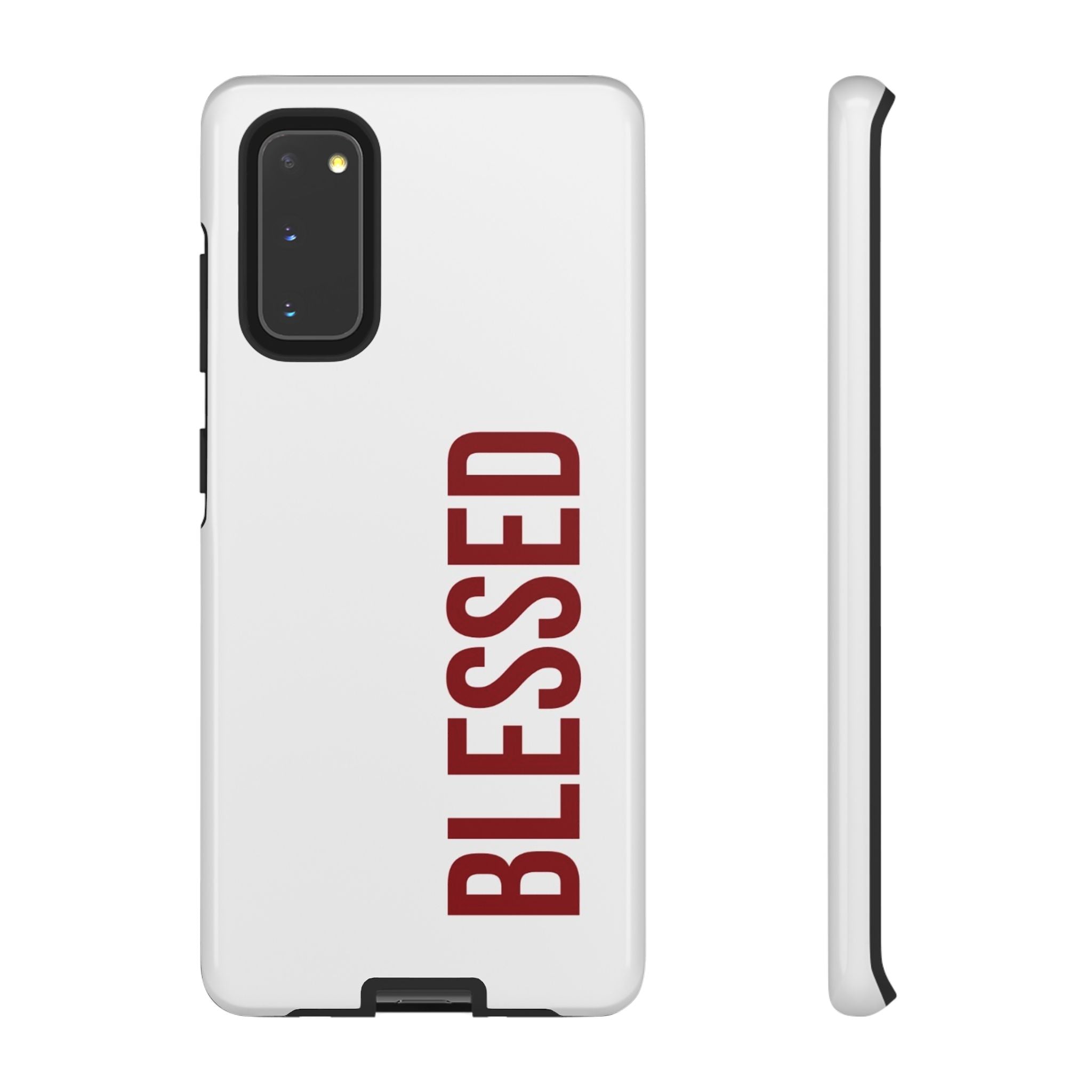 Blessed Vertical Phone Case — Protective Slim iPhone Cover with Red 'BLESSED' Text