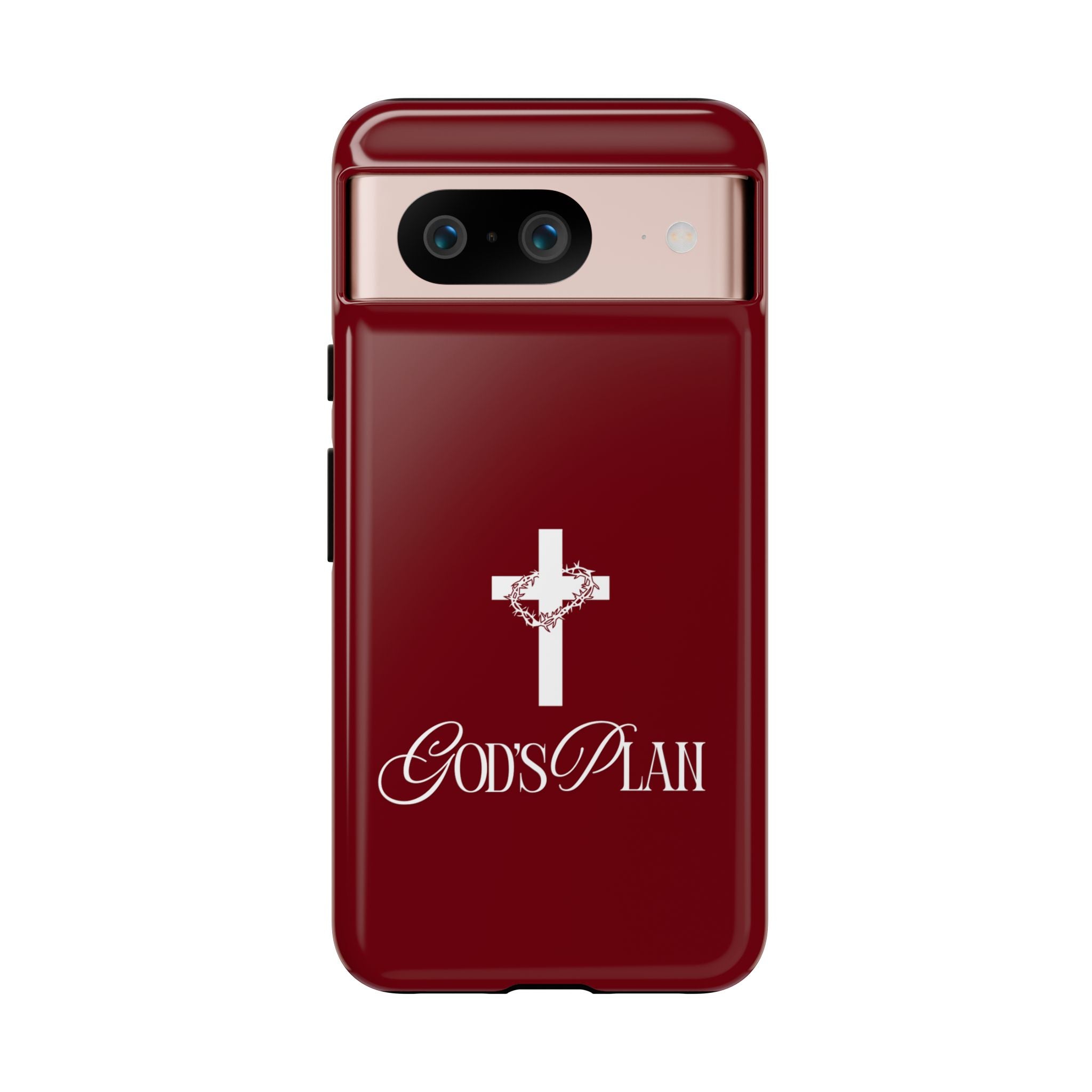 God's Plan — Christian Tough Phone Case | Cross Faith Burgundy Cover