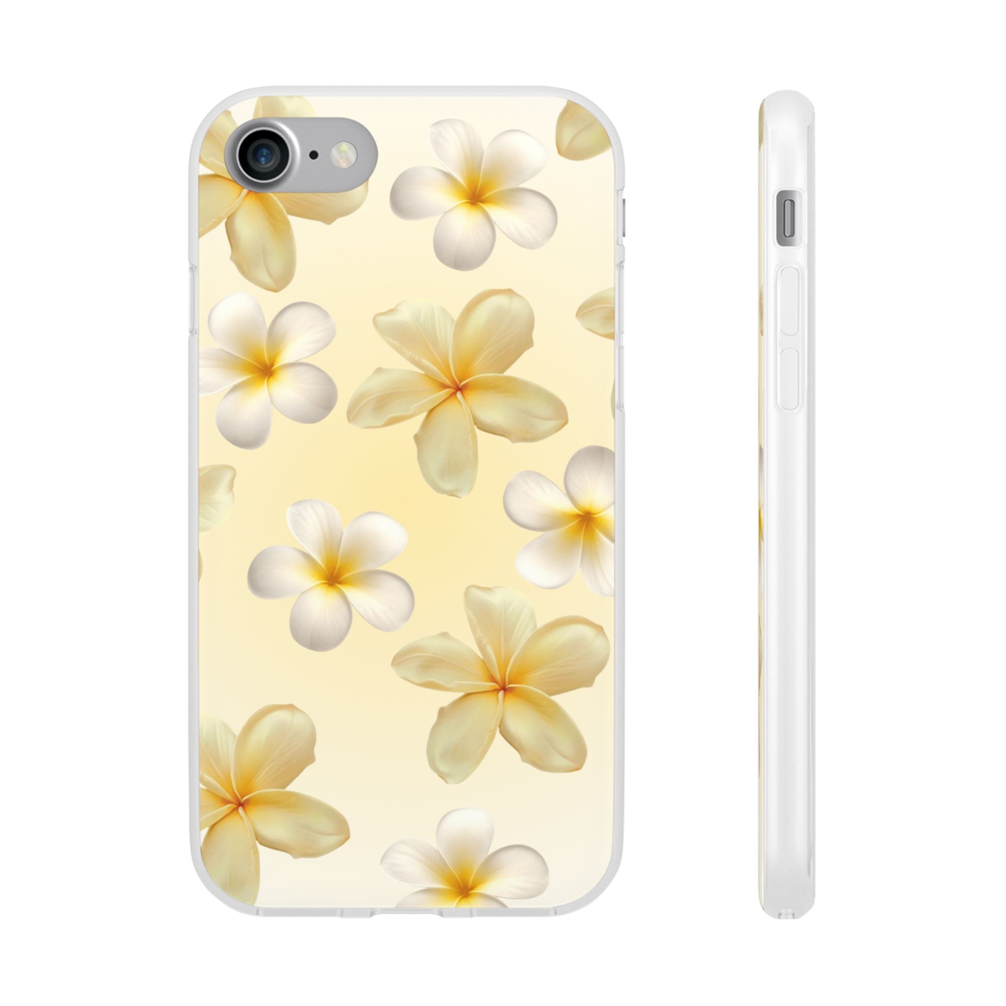 Plumeria Floral Flexi Phone Case — Tropical Yellow Flower Protective Cover