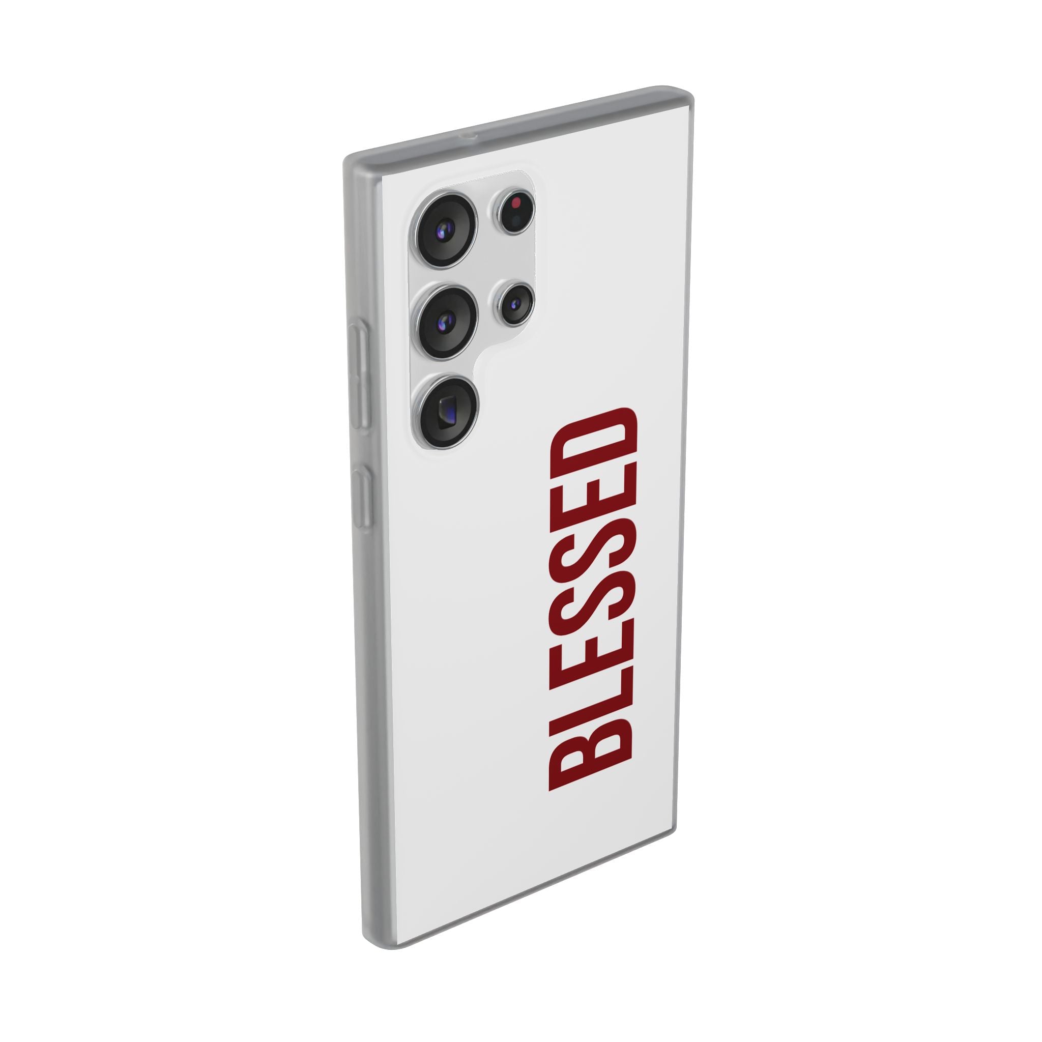 Blessed Phone Case — Vertical Red Typography Clear Flexi Case
