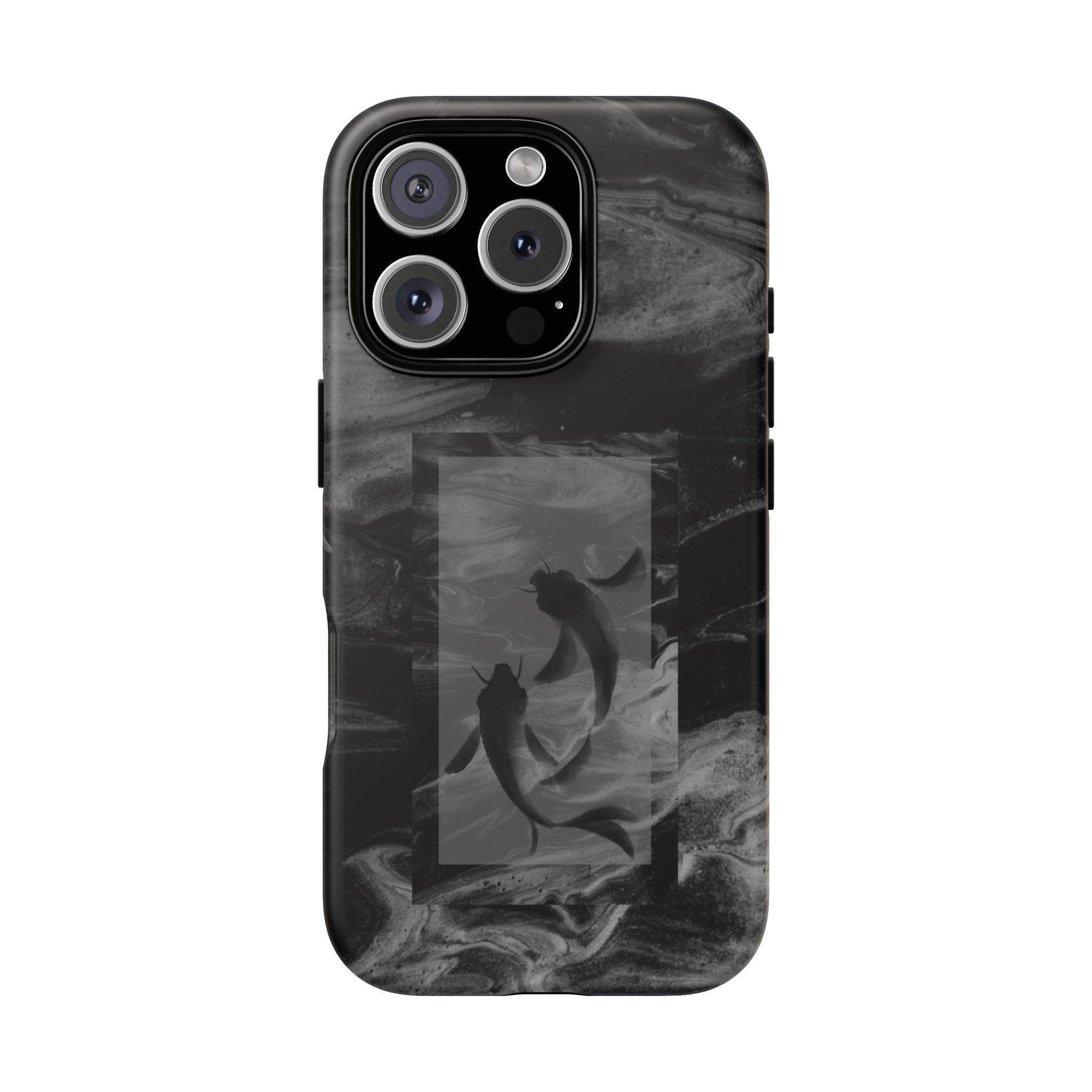 Koi Yin-Yang Marble Phone Case – Black Smoky Art Protection