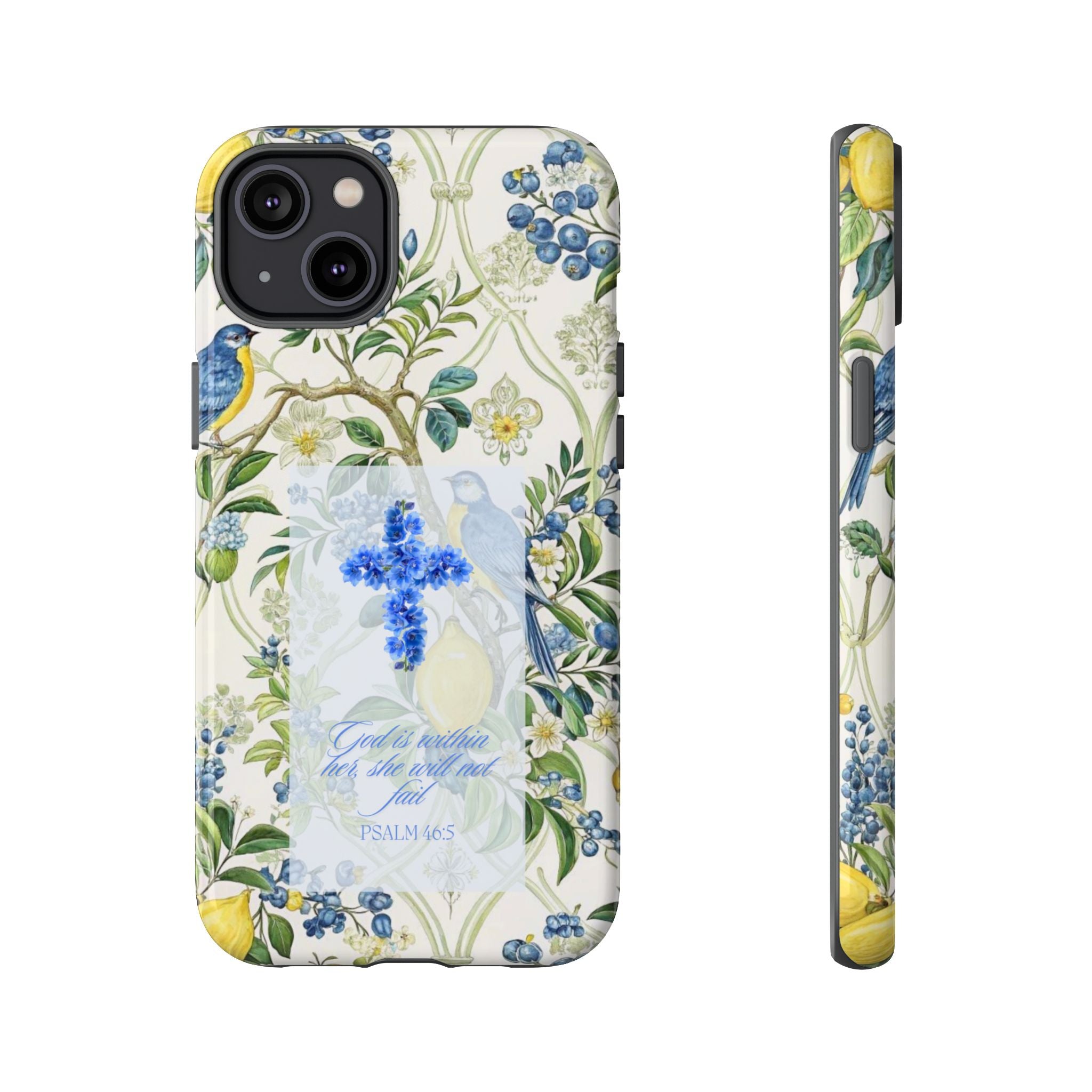 Floral Cross Tough Phone Case — Psalms Blessing Protective Cover