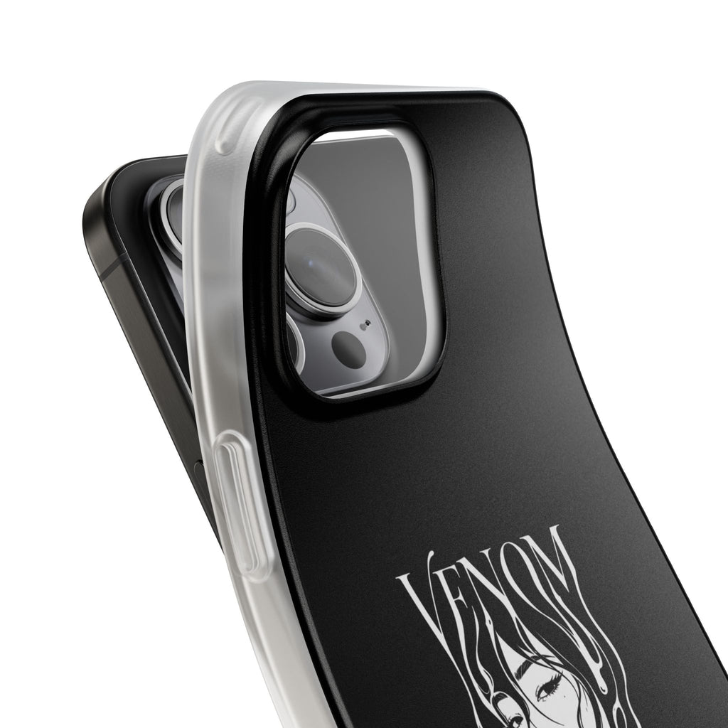Venom Goth Phone Case — Black Protective Flexible Phone Case with Dark Femme Artwork