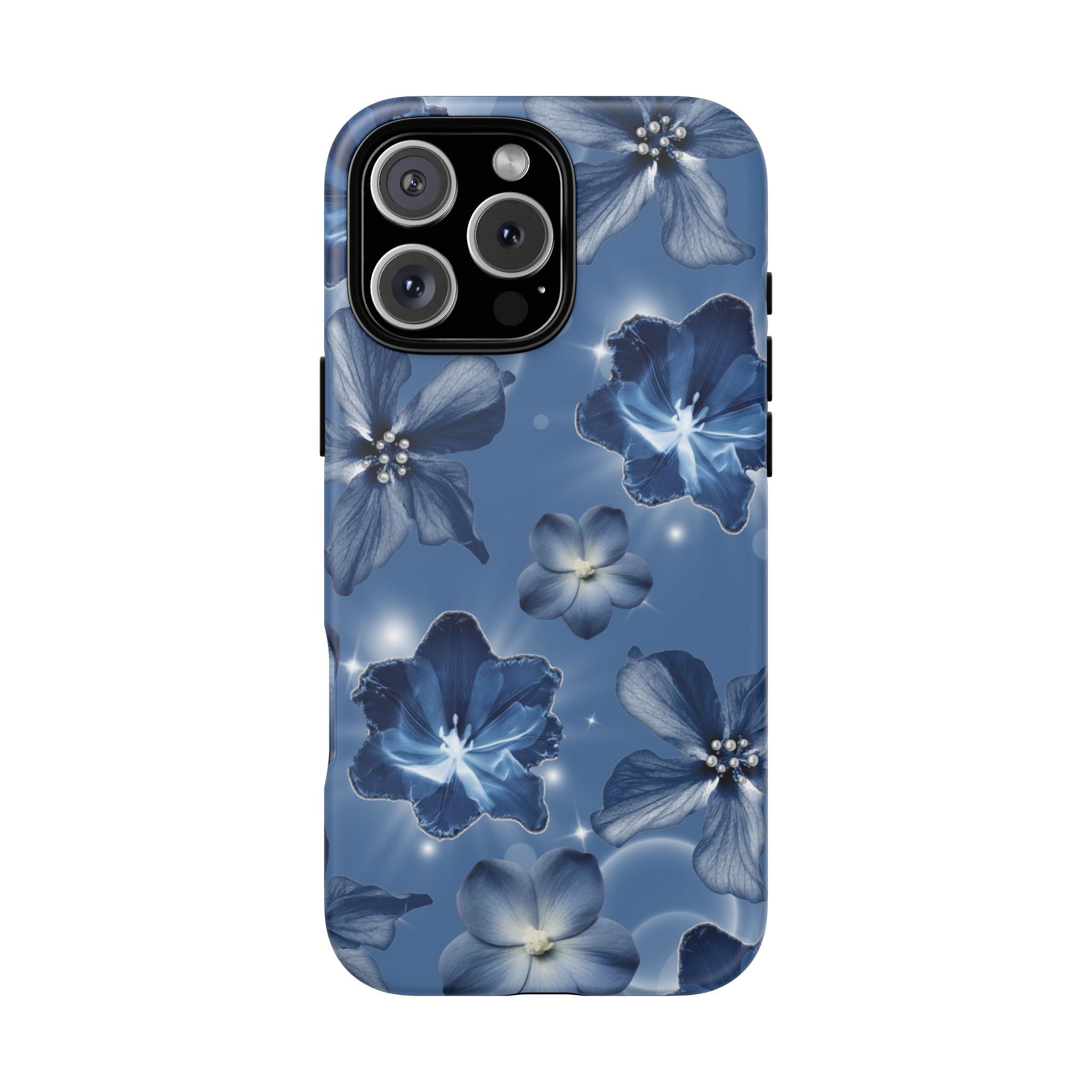 Blue Floral Tough Phone Case — Protective Blossom Design