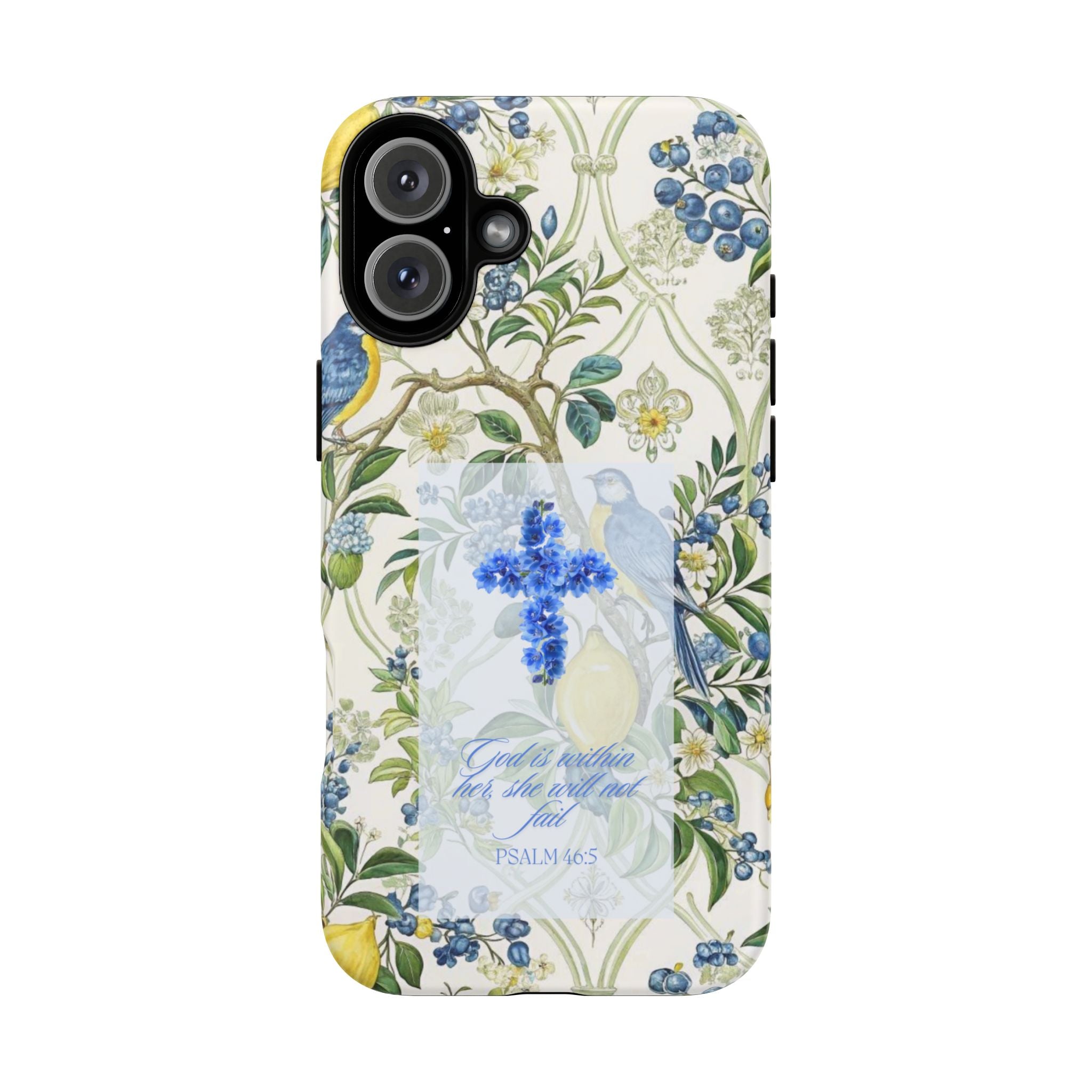 Floral Cross Tough Phone Case — Psalms Blessing Protective Cover