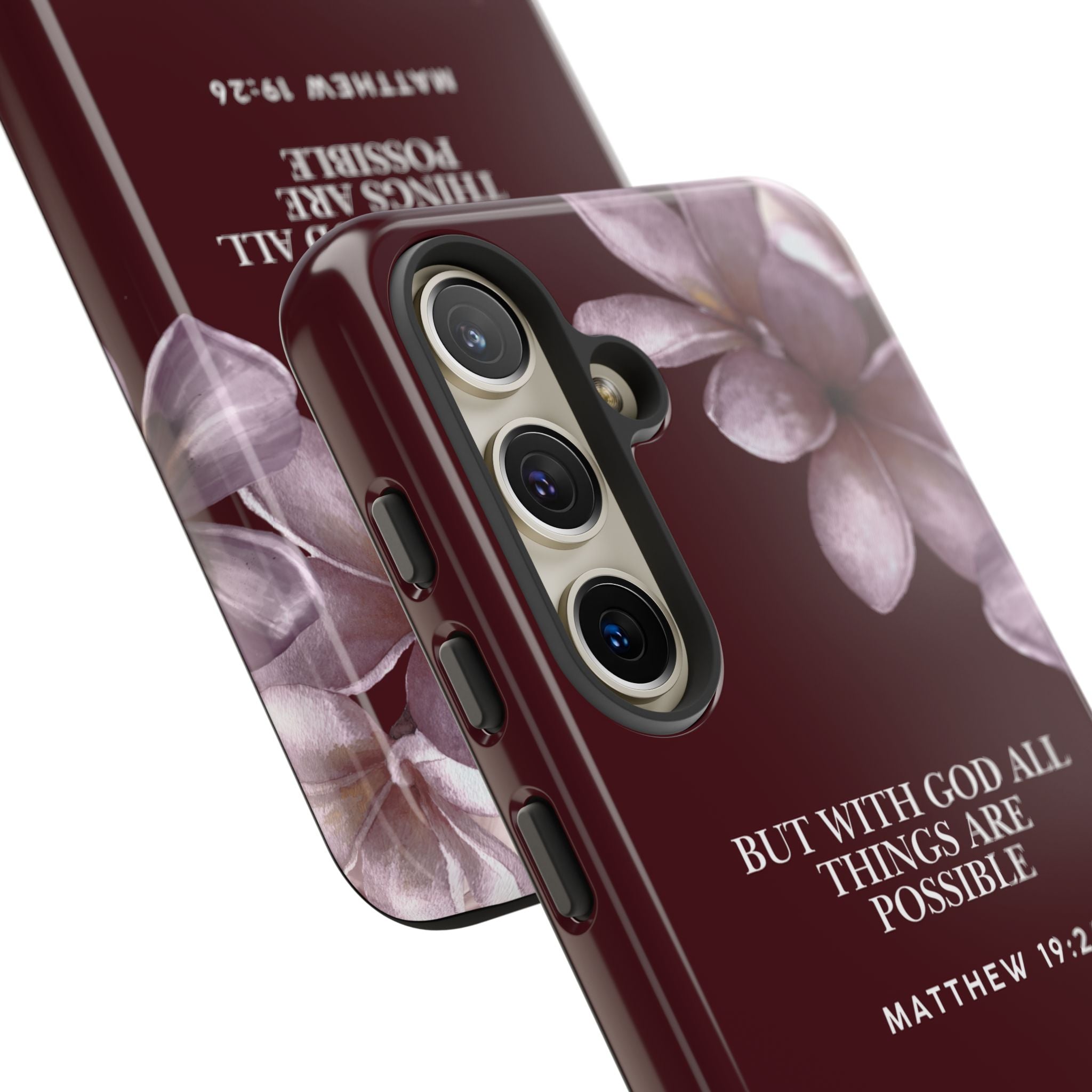 But With God All Things Are Possible — Floral Bible Verse Christian Tough Phone Case