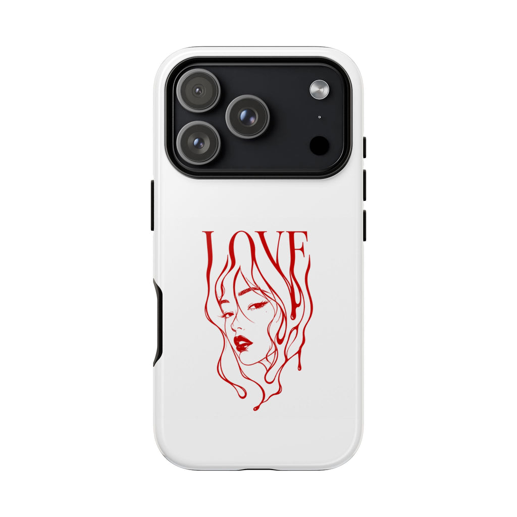 Red Line Art 'Love' Face Design - Tough Case