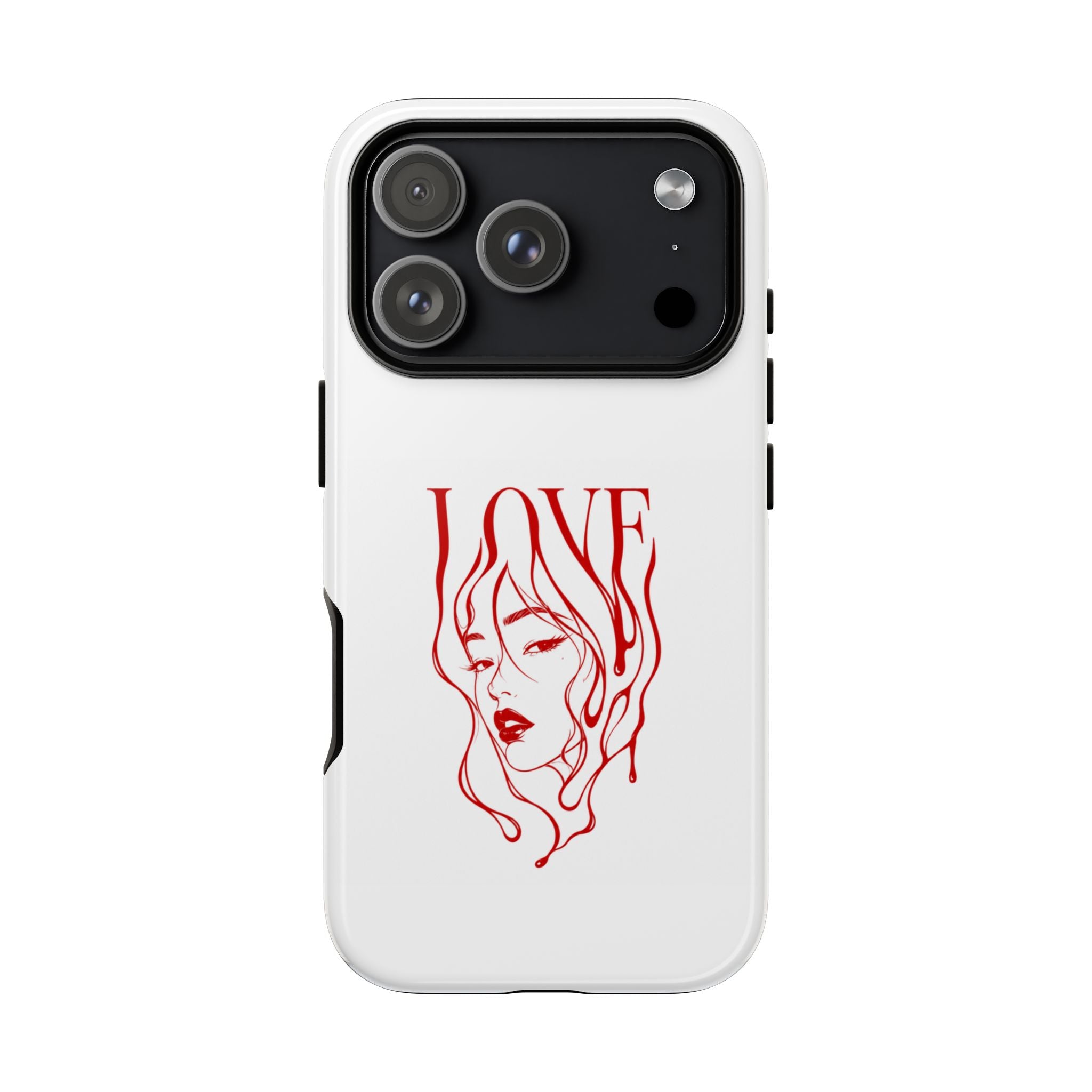 Red Line Art 'Love' Face Design - Tough Case
