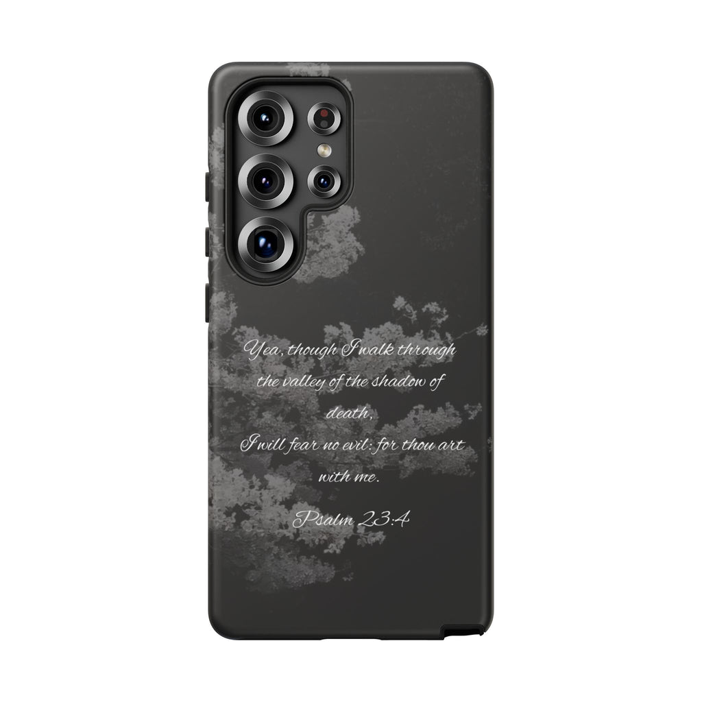 Bible Verse Phone Case — Psalm 23:4 Comfort Black Protective Cover