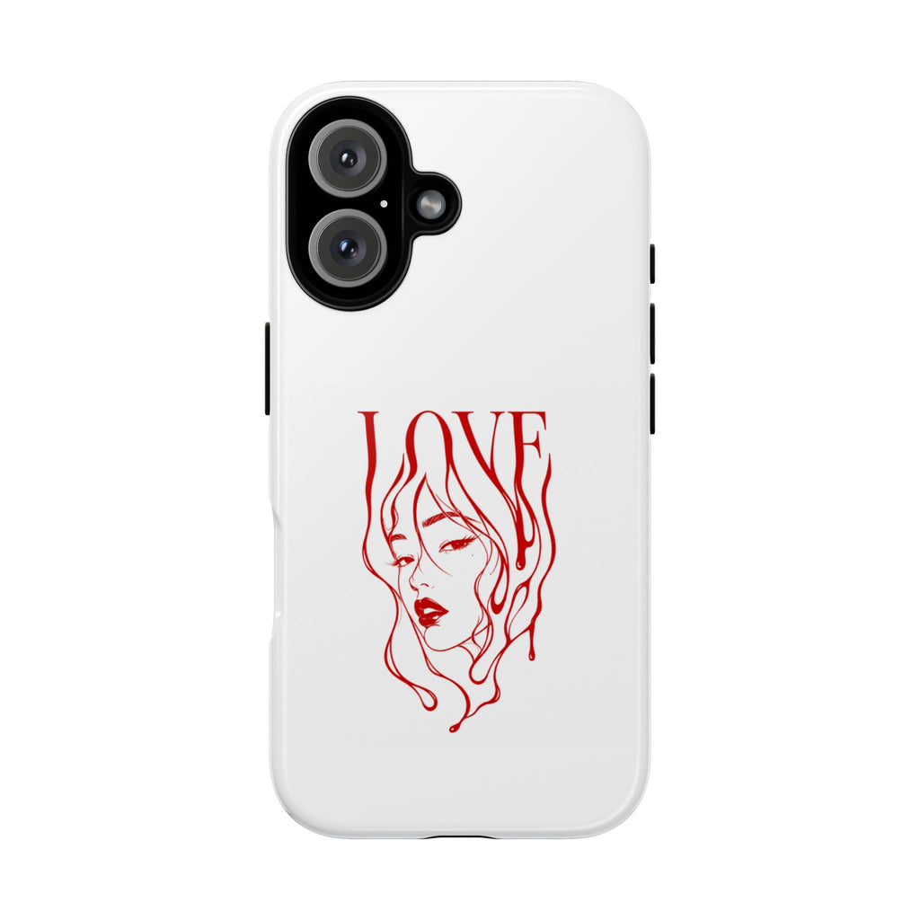 Red Line Art 'Love' Face Design - Tough Case