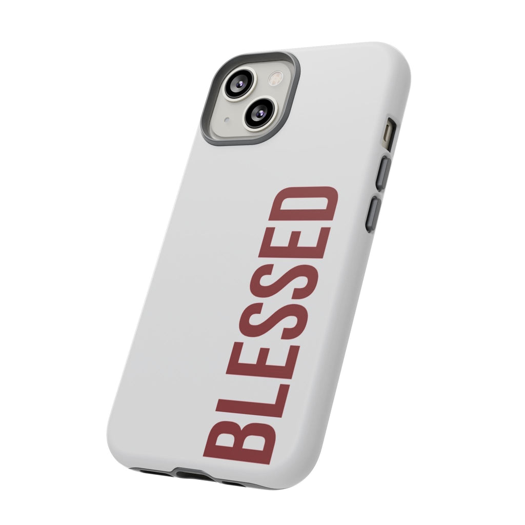 Blessed Vertical Phone Case — Protective Slim iPhone Cover with Red 'BLESSED' Text