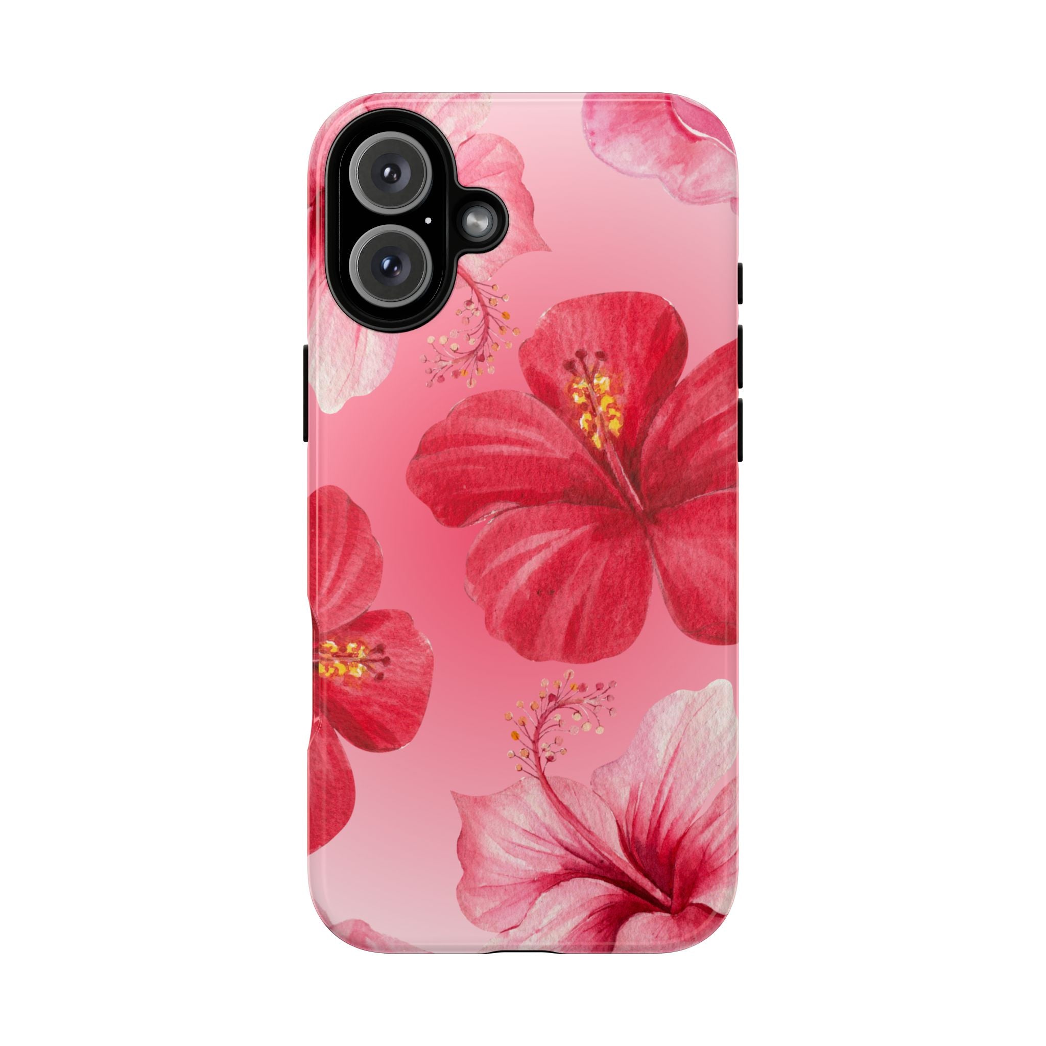 Hibiscus Pink Tough Phone Case — Floral Tropical Protective Cover