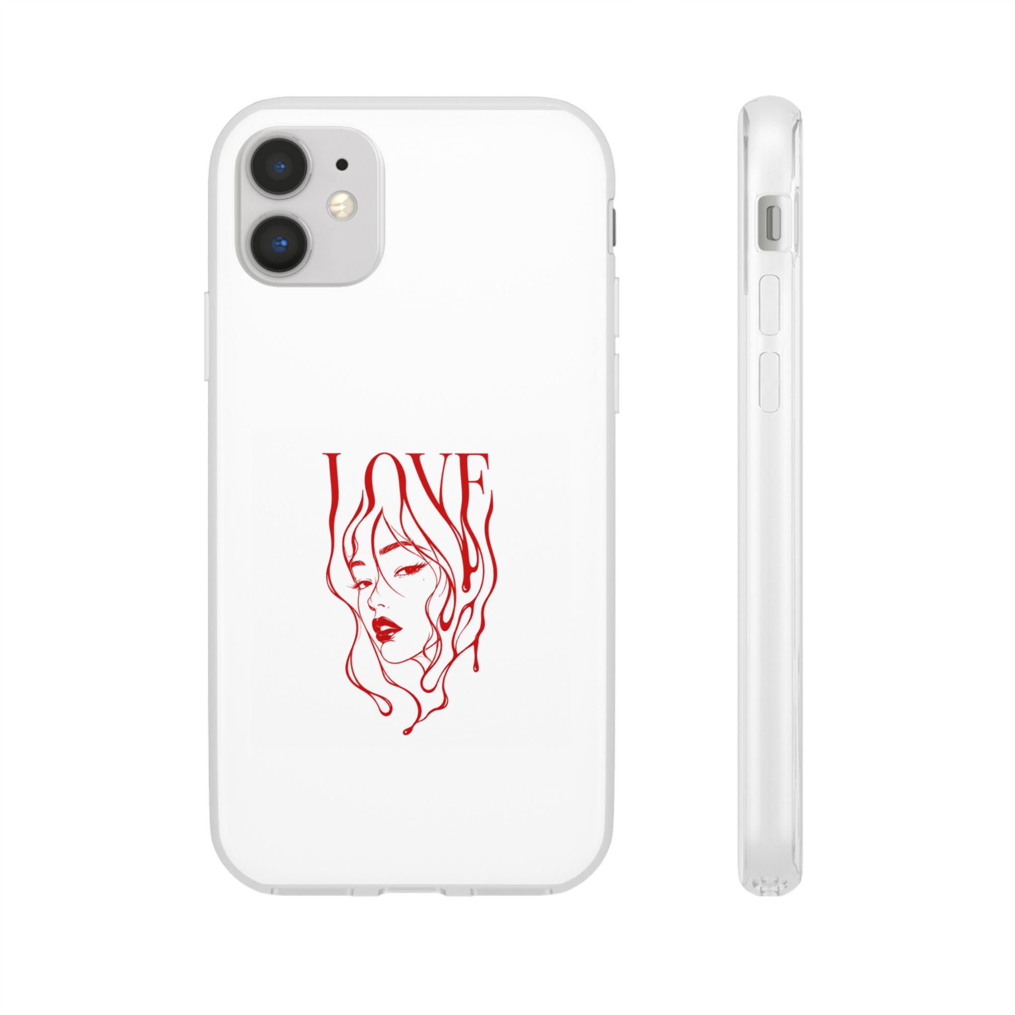 Red Line Art 'LOVE'  Face Design - Flexi Case