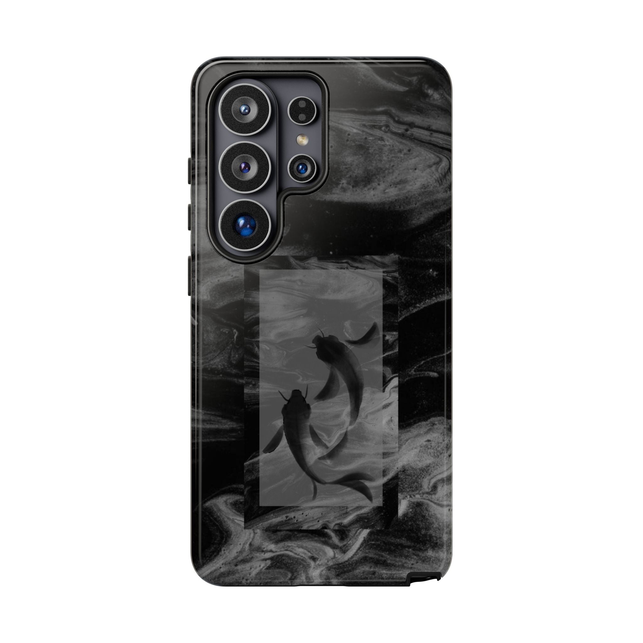 Koi Yin-Yang Marble Phone Case – Black Smoky Art Protection