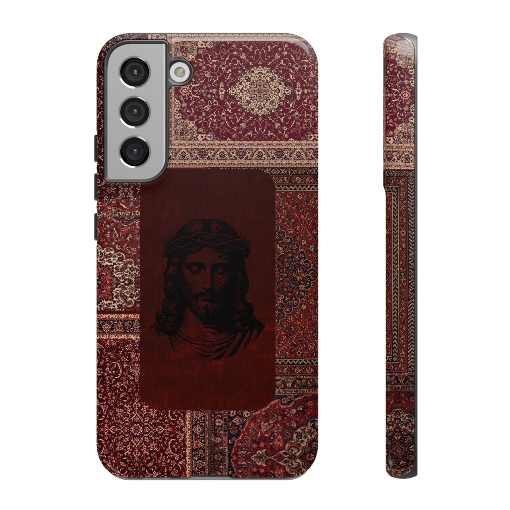 Religious Vintage Rug Phone Case — Jesus Portrait Tough Case