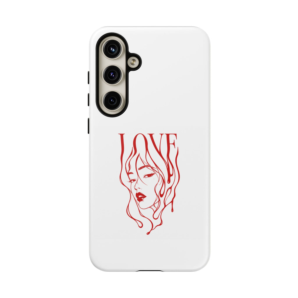 Red Line Art 'Love' Face Design - Tough Case