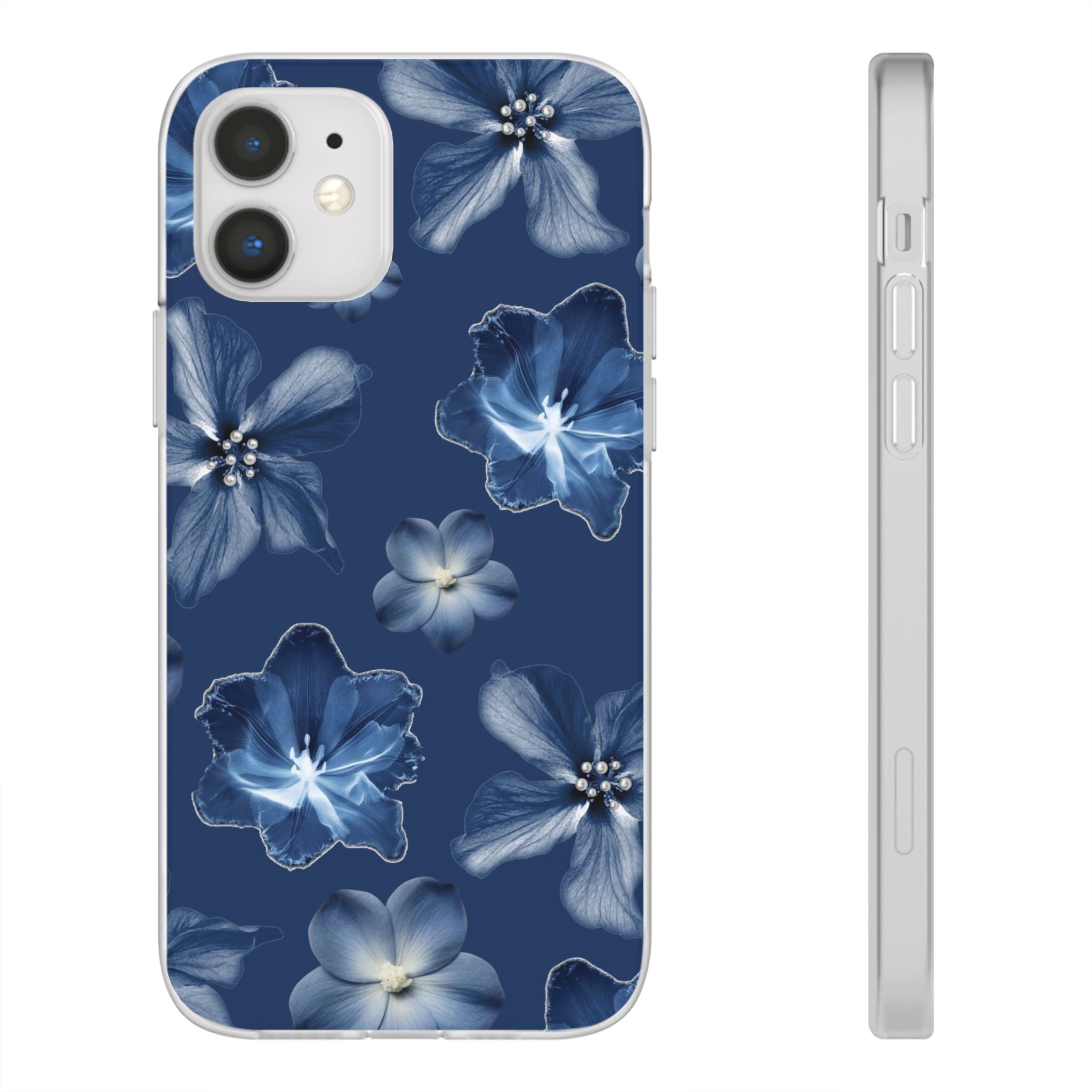 Floral Blue Phone Case — Navy Watercolor Blossom Flexi Case