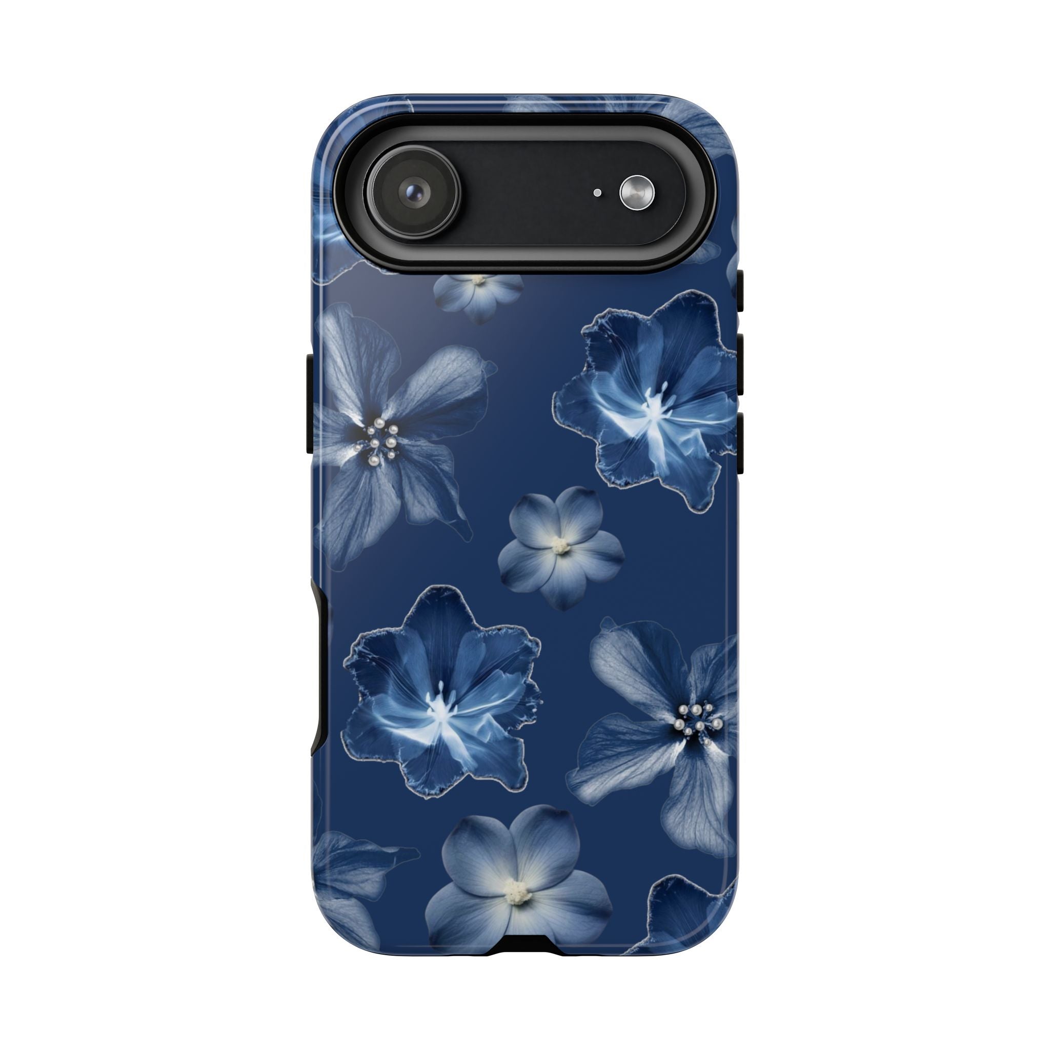 Navy Floral Tough Phone Case — Blue Bloom Protective Cover