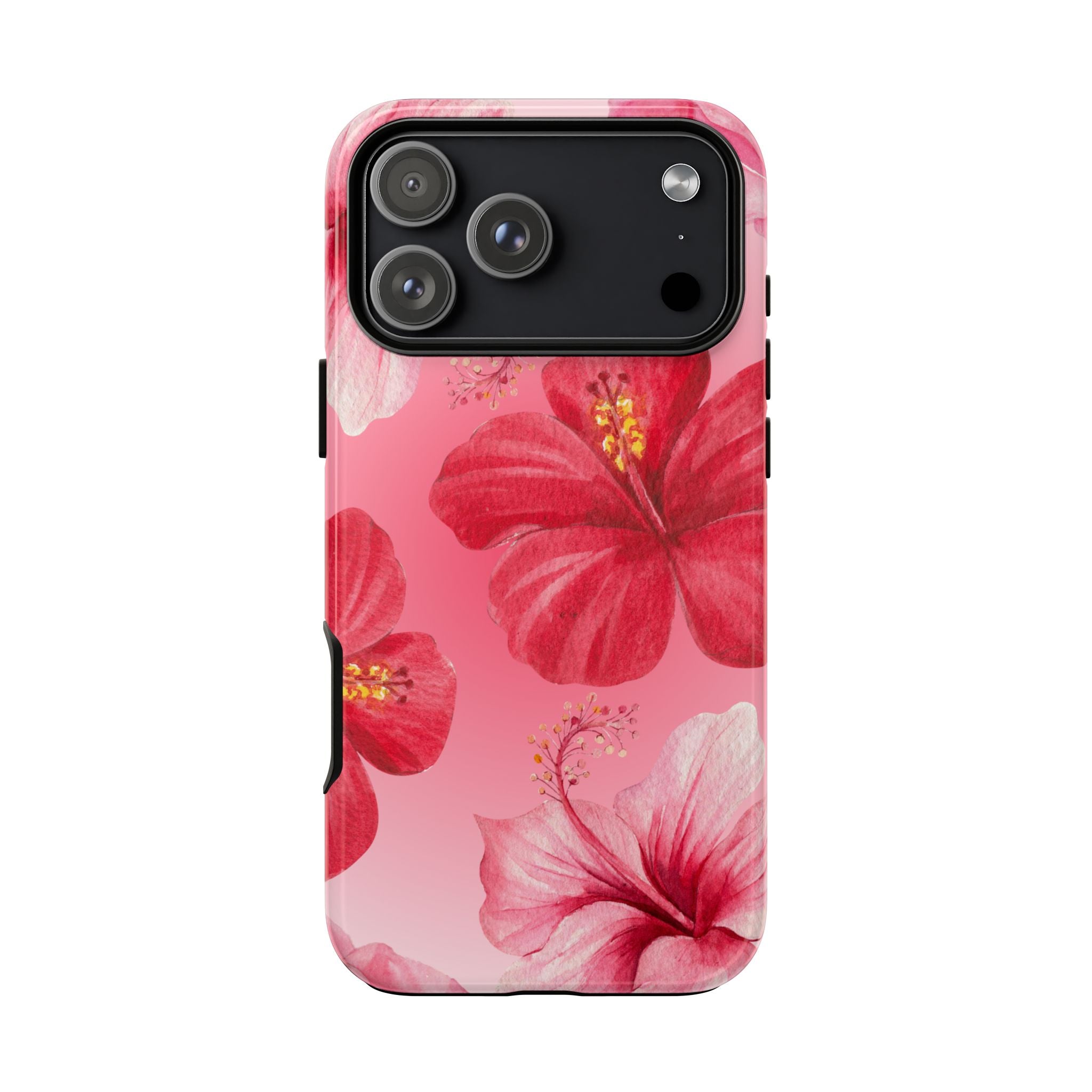 Hibiscus Pink Tough Phone Case — Floral Tropical Protective Cover