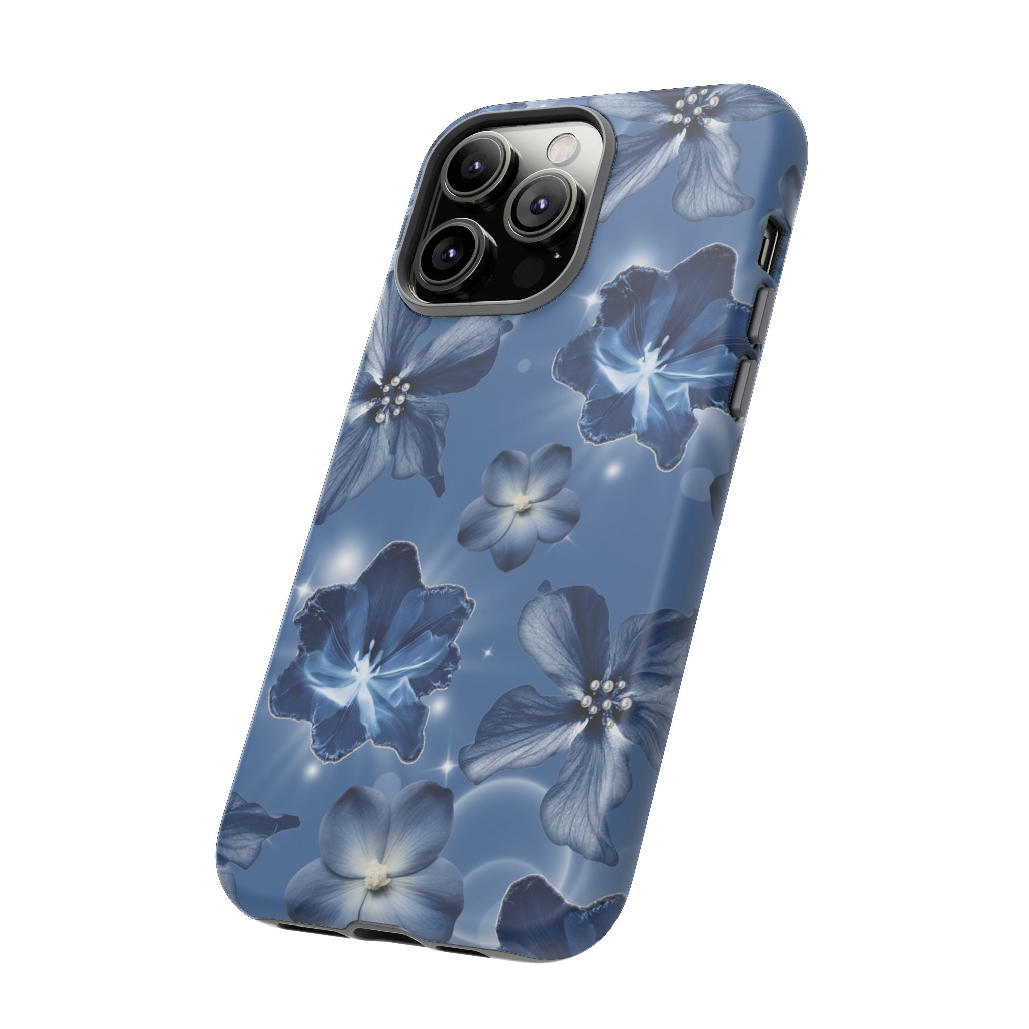 Blue Floral Tough Phone Case — Protective Blossom Design
