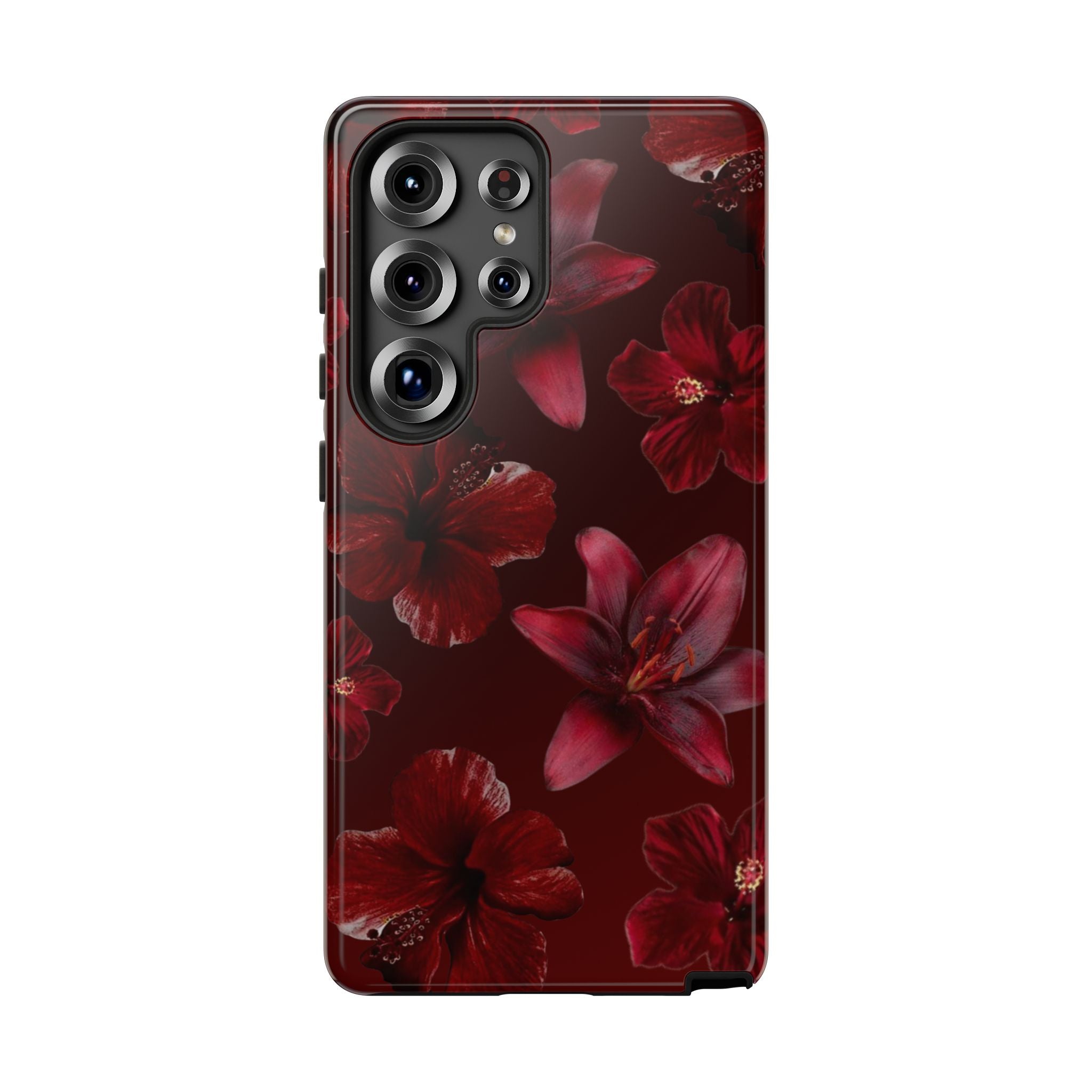 Tough Cases - Dark Red Floral Phone Case