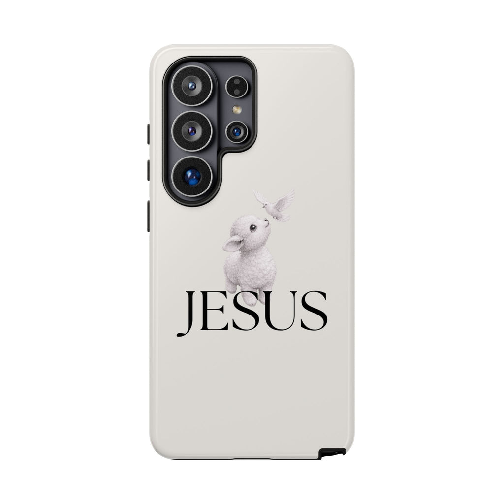 Jesus Lamb Phone Case - Christian Faith iPhone Case with Dove Design
