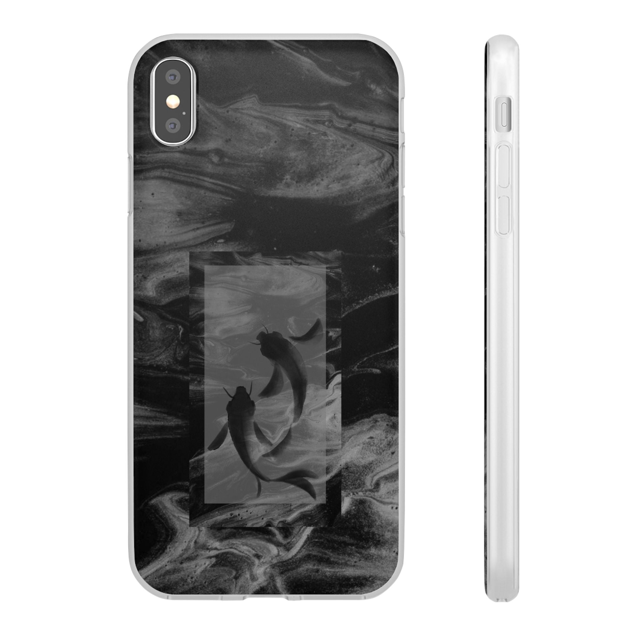 Black Koi Phone Case — Minimalist Monochrome Fish Design