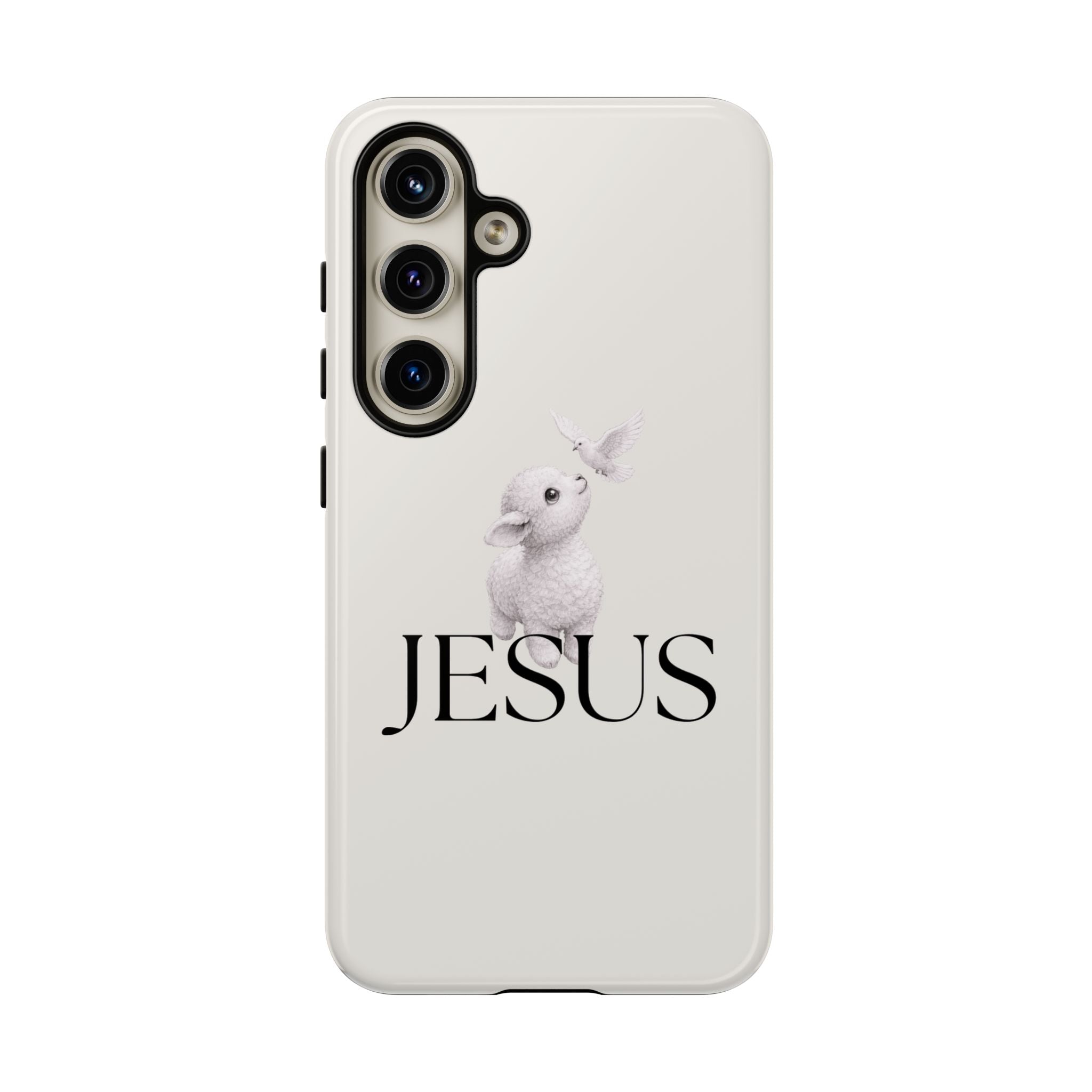 Jesus Lamb Phone Case - Christian Faith iPhone Case with Dove Design