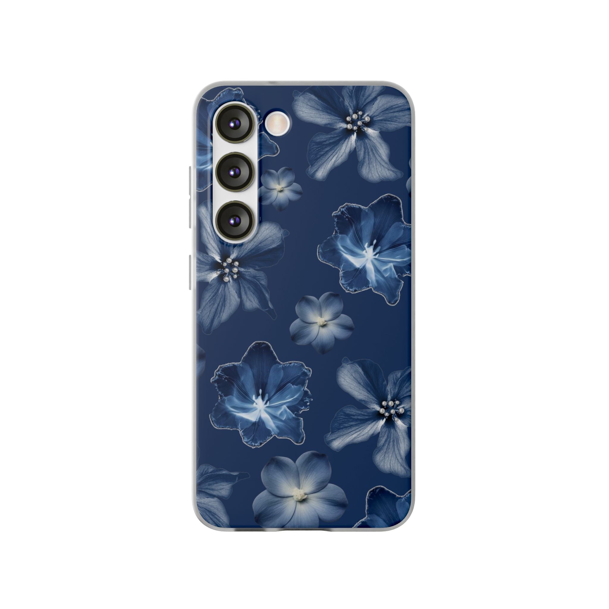 Floral Blue Phone Case — Navy Watercolor Blossom Flexi Case