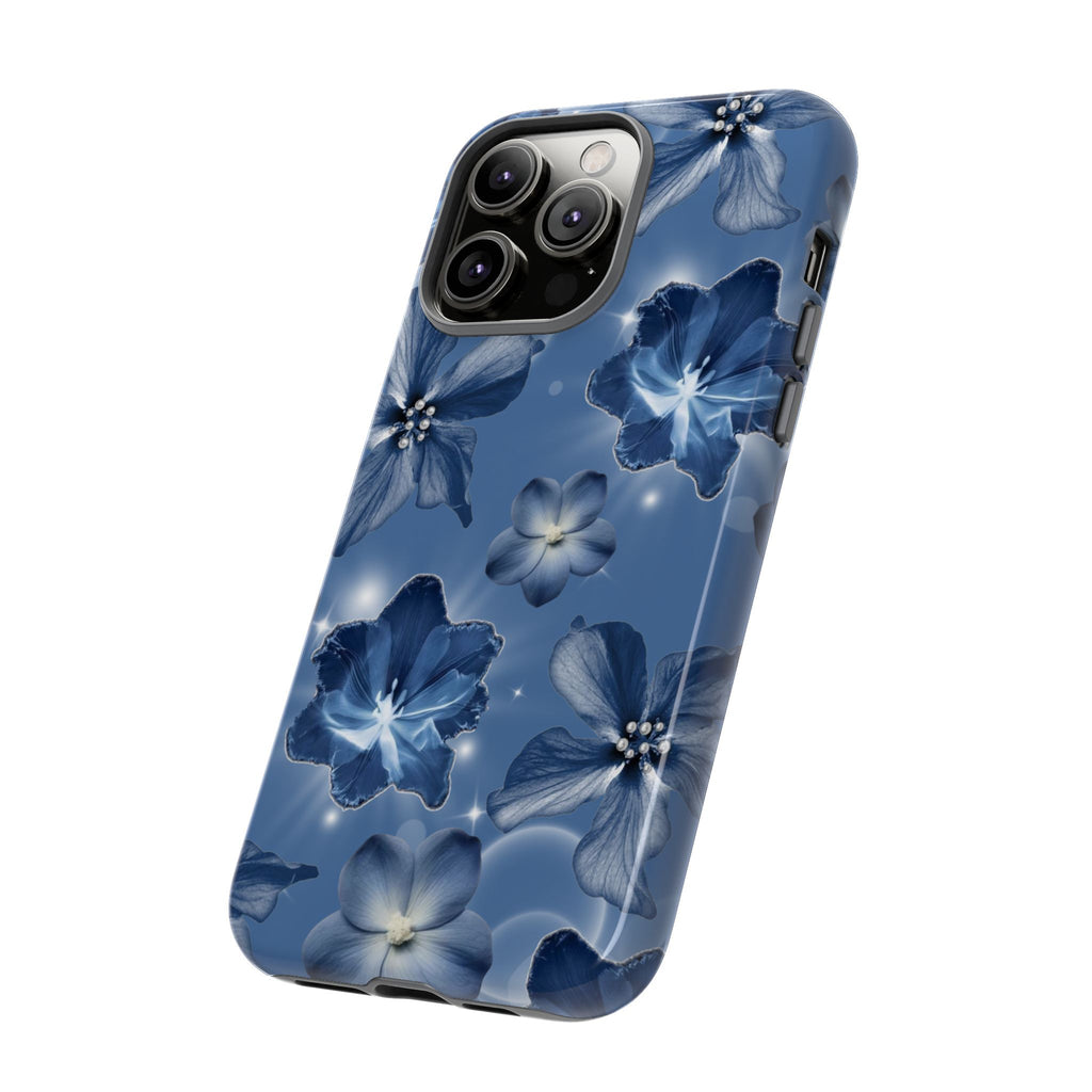 Blue Floral Tough Phone Case — Protective Blossom Design