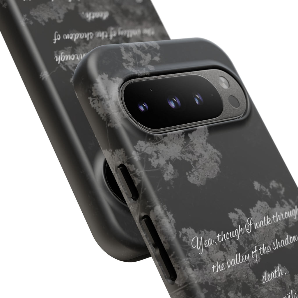 Bible Verse Phone Case — Psalm 23:4 Comfort Black Protective Cover
