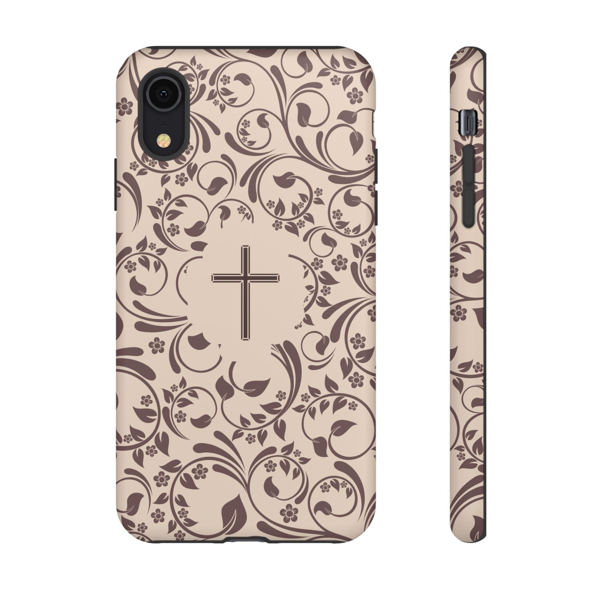 Christian Cross Floral Phone Case — Elegant Religious Protective Cover