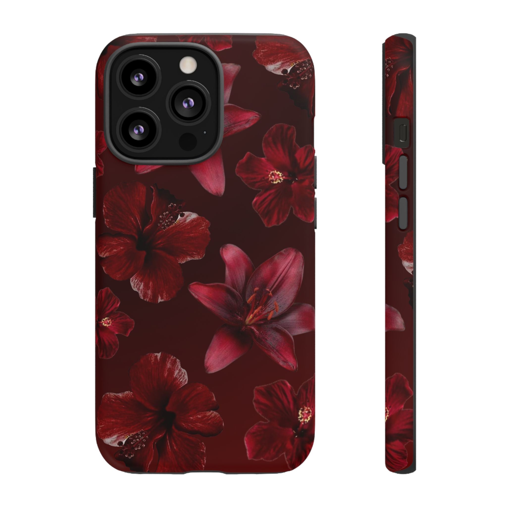 Tough Cases - Dark Red Floral Phone Case