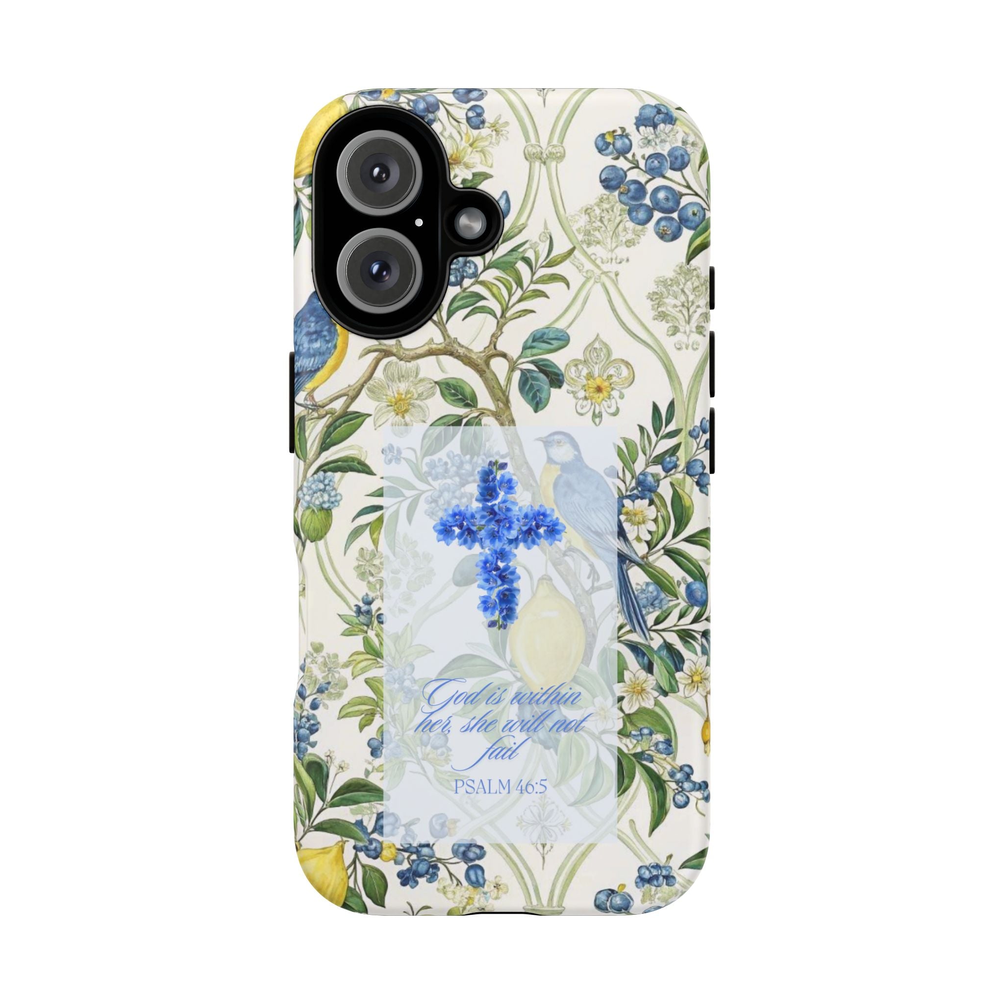 Floral Cross Tough Phone Case — Psalms Blessing Protective Cover