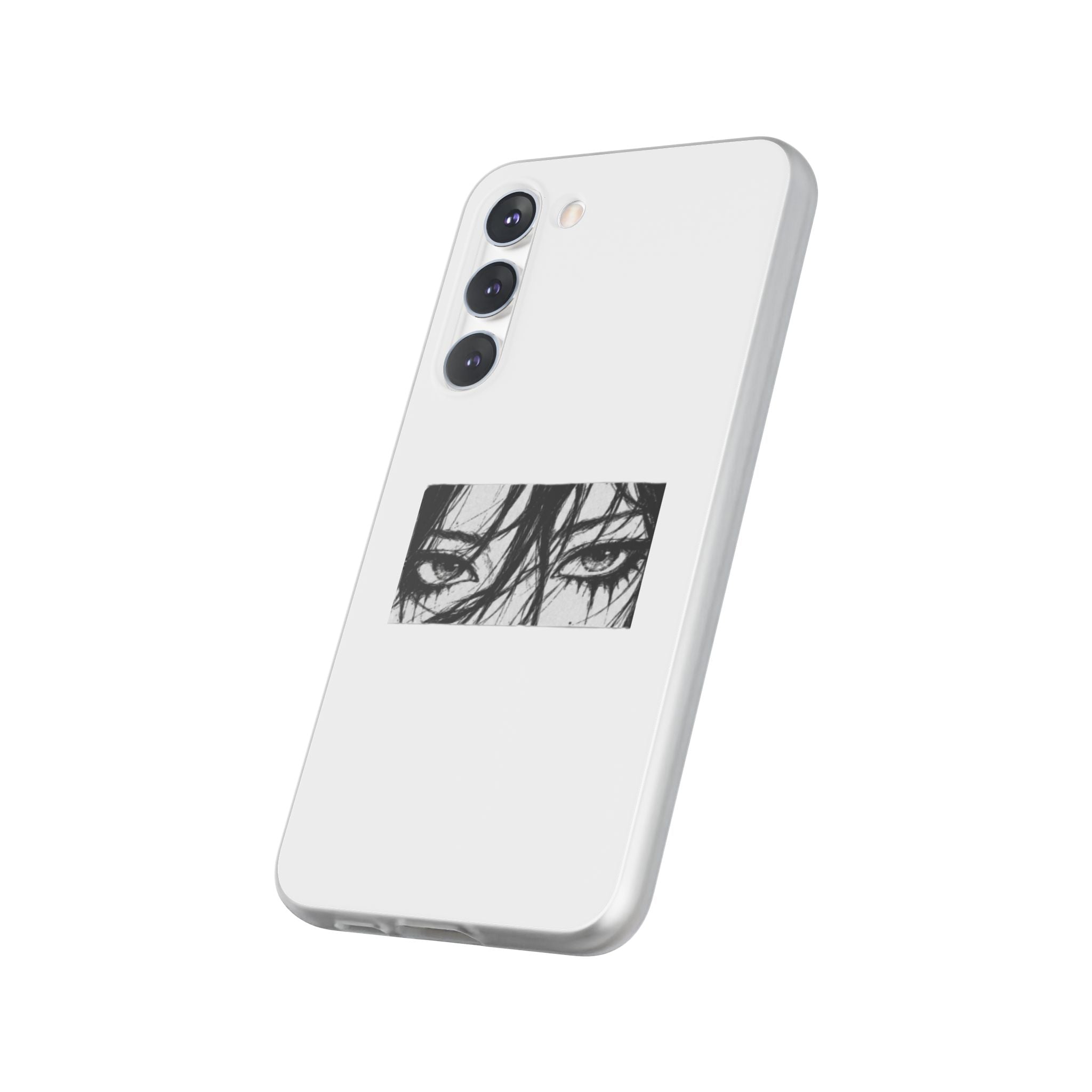 Anime Eyes Illustration Phone Case - Moody Black & White Flexi Case