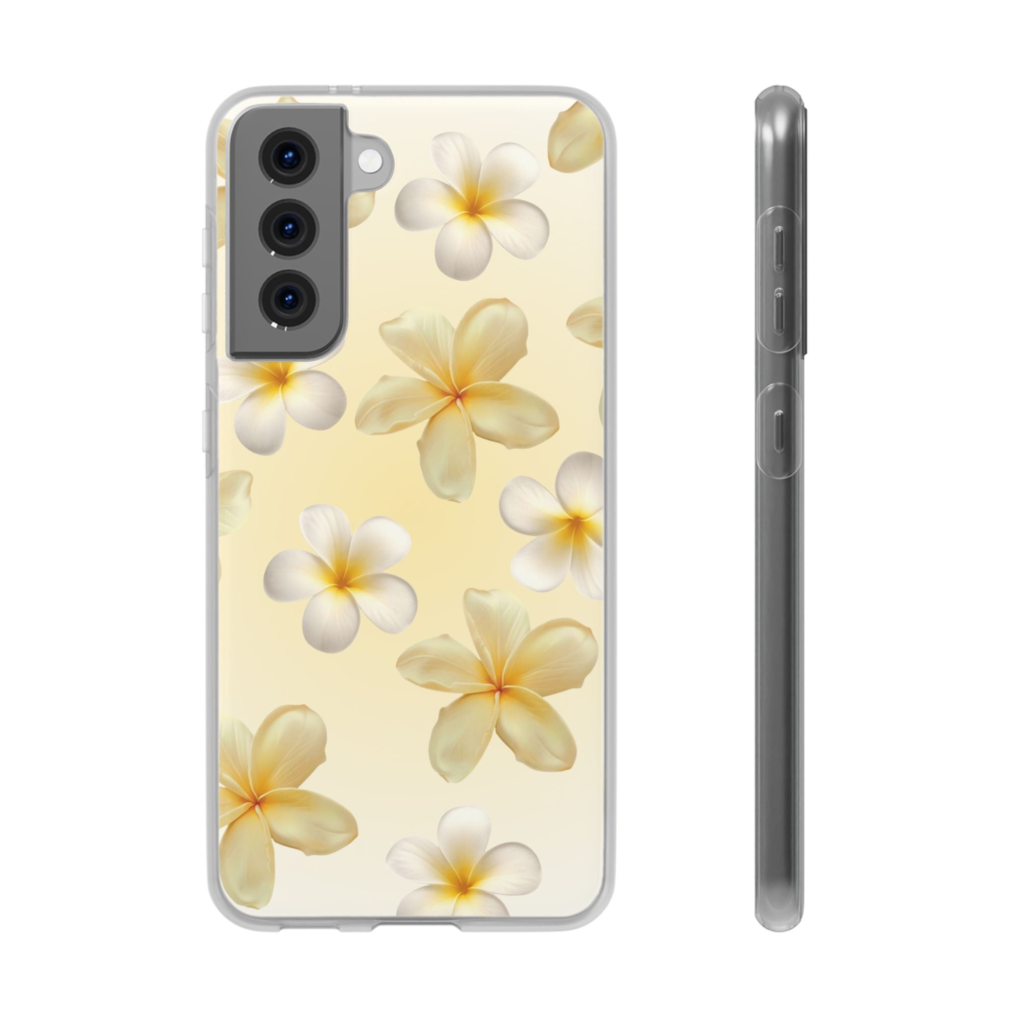 Plumeria Floral Flexi Phone Case — Tropical Yellow Flower Protective Cover