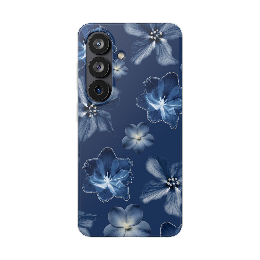 Floral Blue Phone Case — Navy Watercolor Blossom Flexi Case