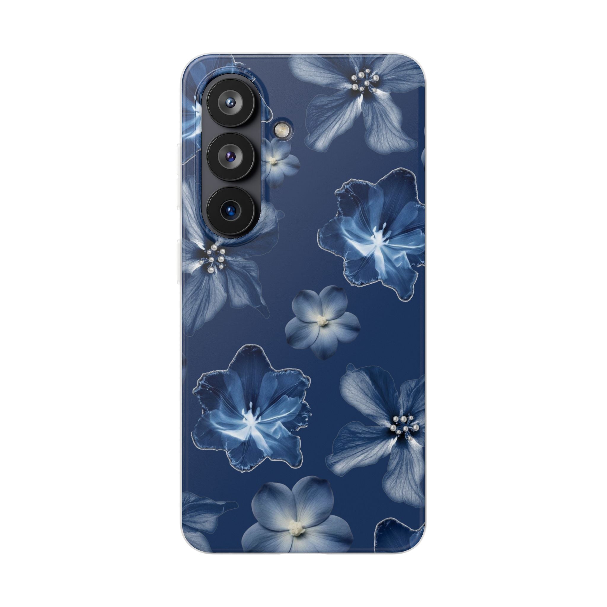 Floral Blue Phone Case — Navy Watercolor Blossom Flexi Case