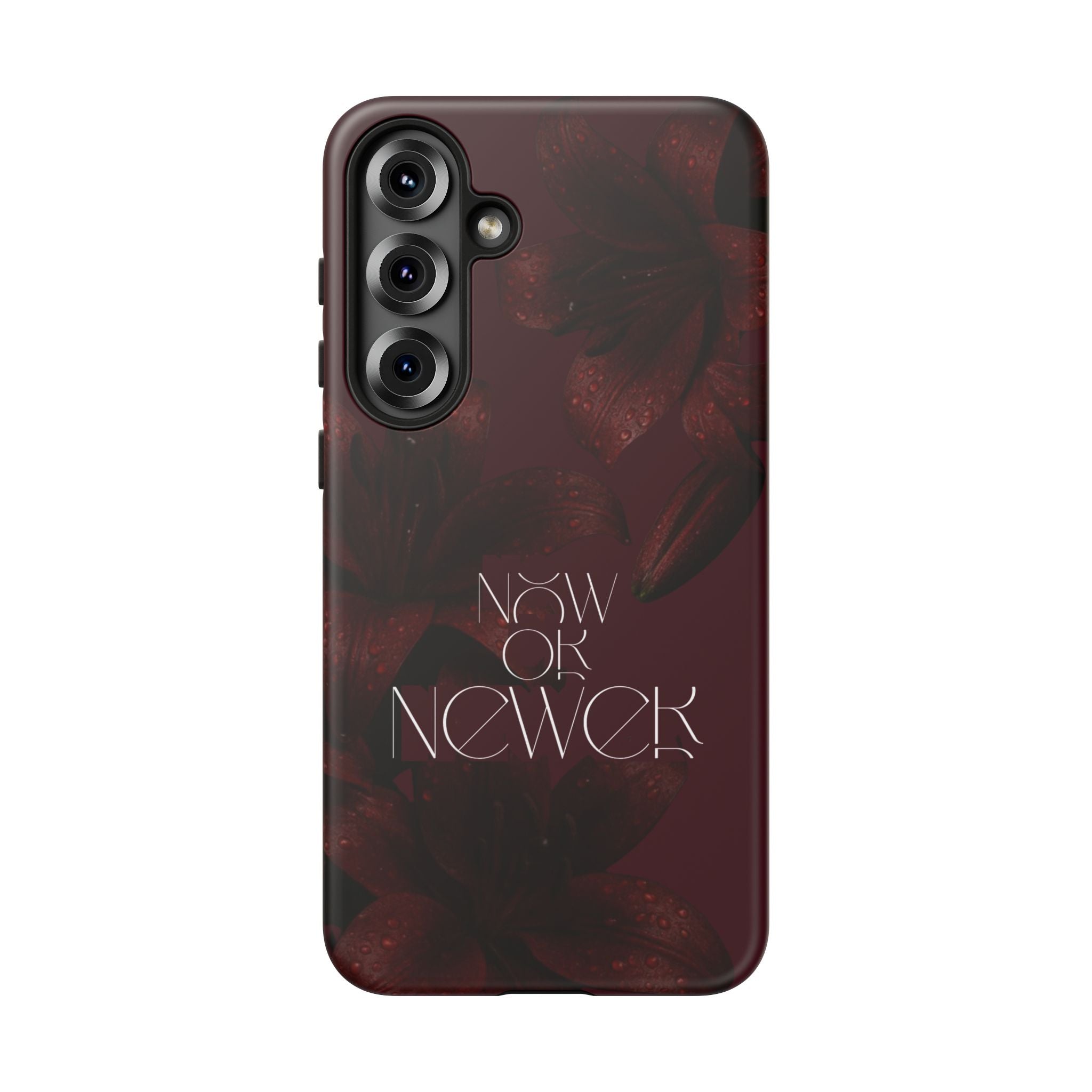 Tough Cases – Burgundy Floral “Now or Never” Protective Phone Case