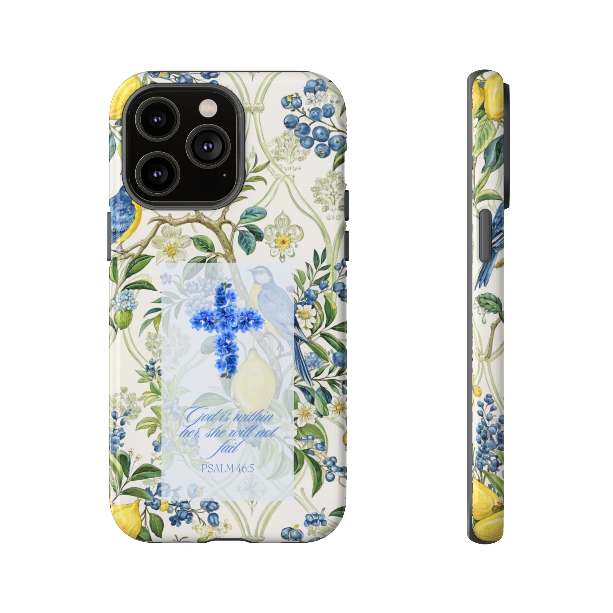 Floral Cross Tough Phone Case — Psalms Blessing Protective Cover