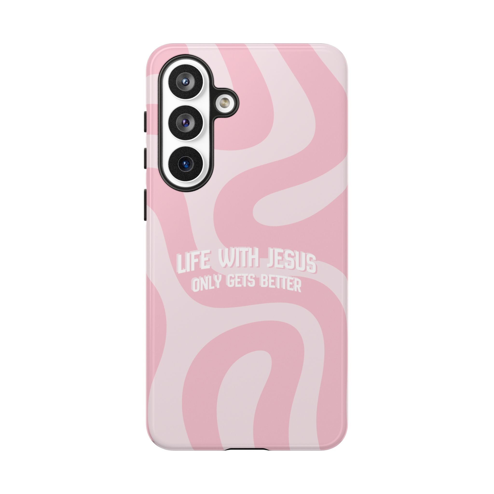 Pink Swirl Phone Case - "Life With Jesus Only Gets Better" Christian iPhone Cover
