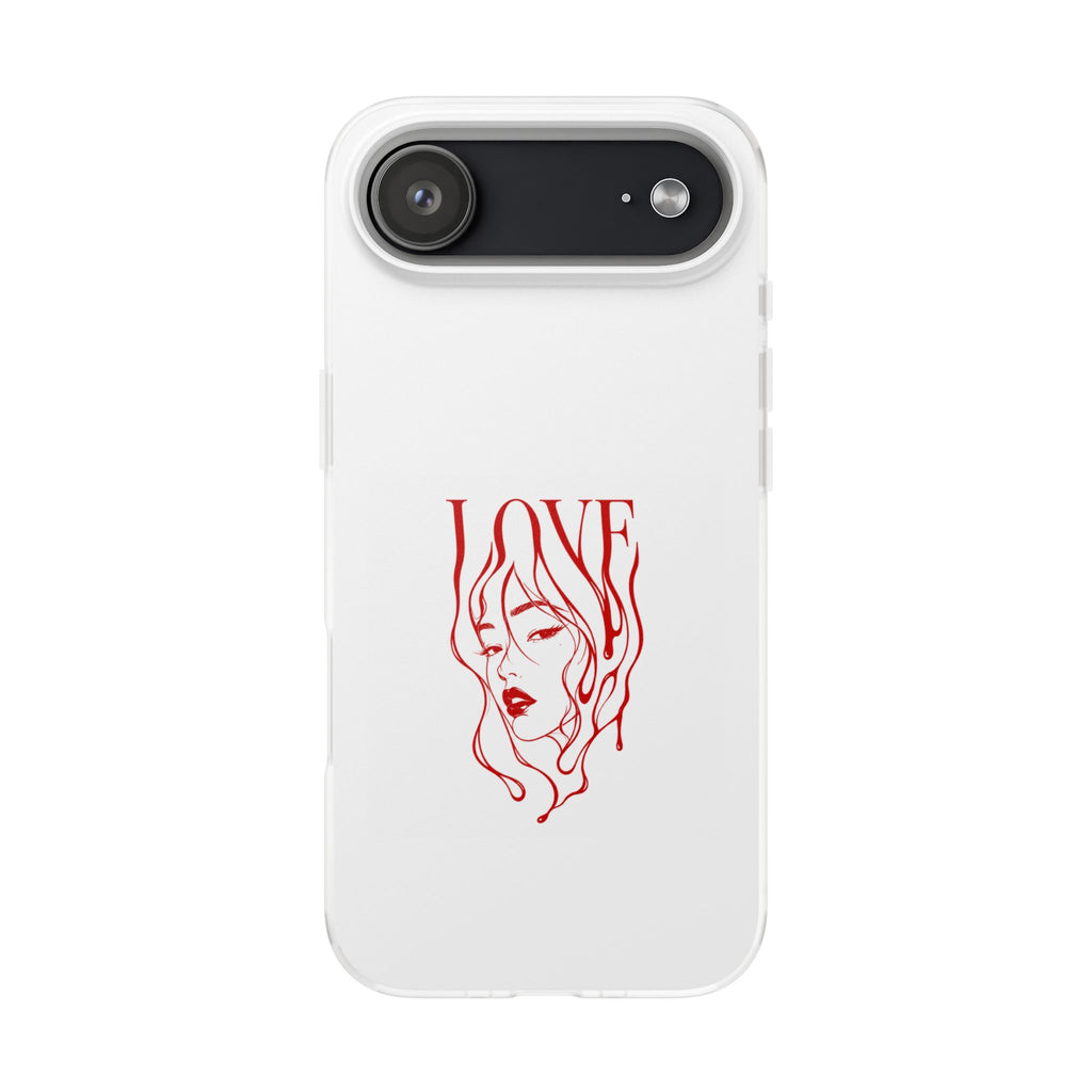 Red Line Art 'LOVE'  Face Design - Flexi Case