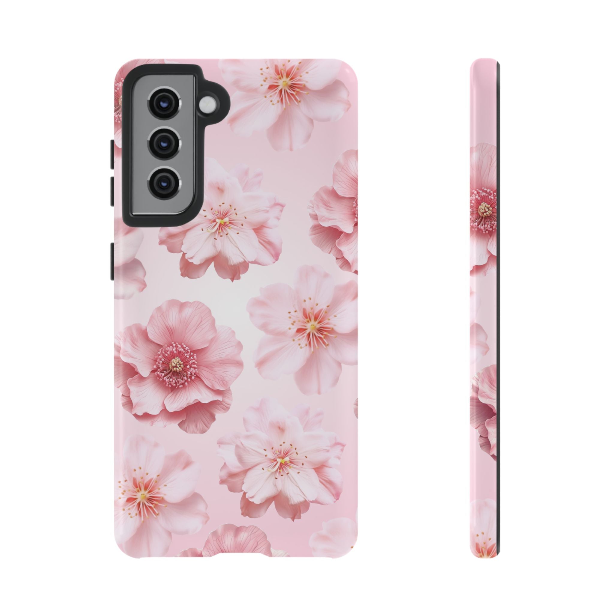 Pink Floral Tough Phone Case — Protective Sakura Blossom Design