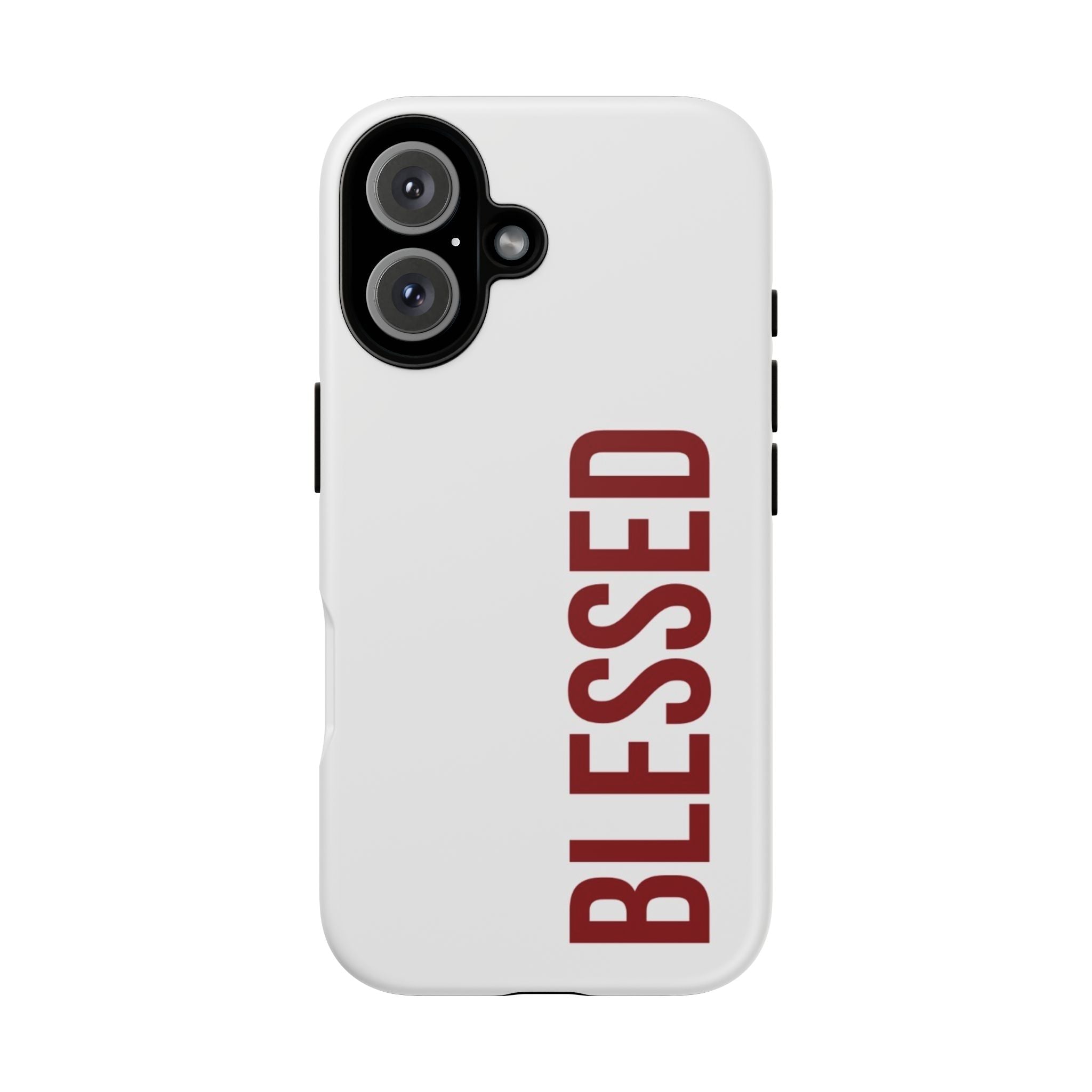 Blessed Vertical Phone Case — Protective Slim iPhone Cover with Red 'BLESSED' Text