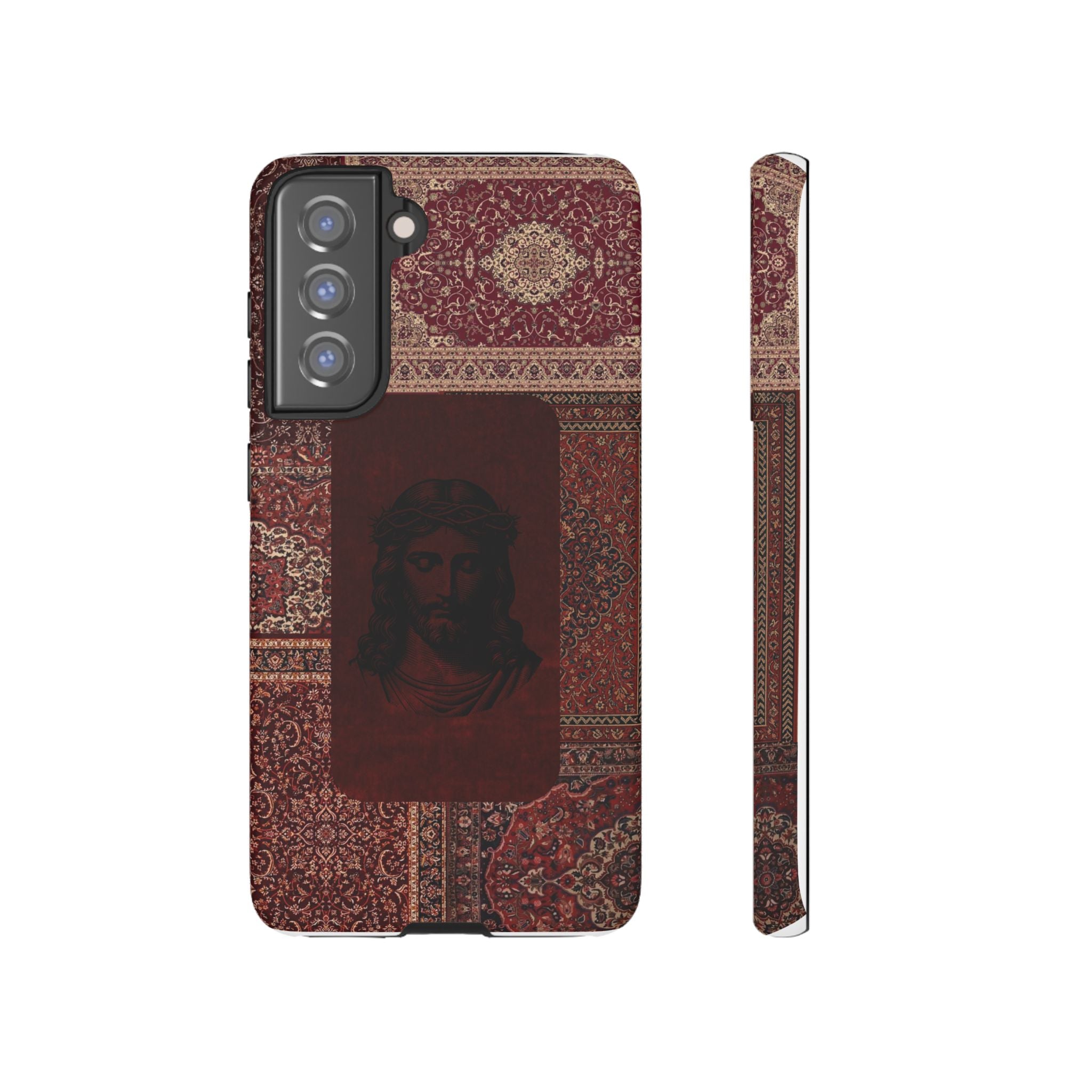 Religious Vintage Rug Phone Case — Jesus Portrait Tough Case