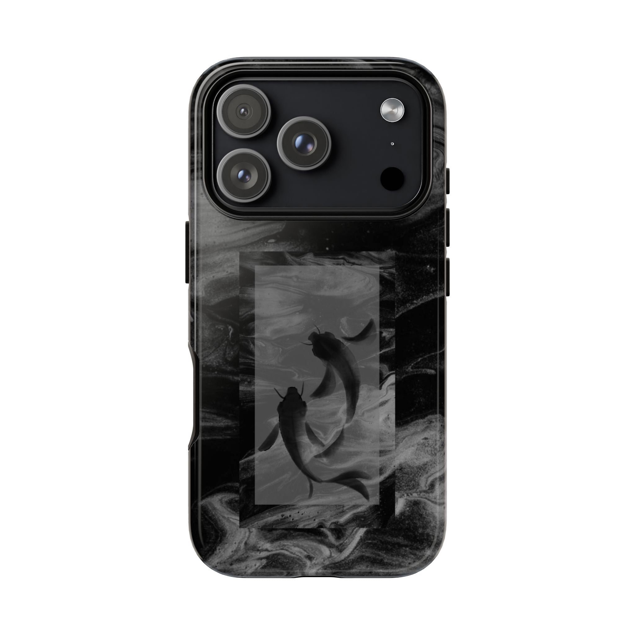 Koi Yin-Yang Marble Phone Case – Black Smoky Art Protection
