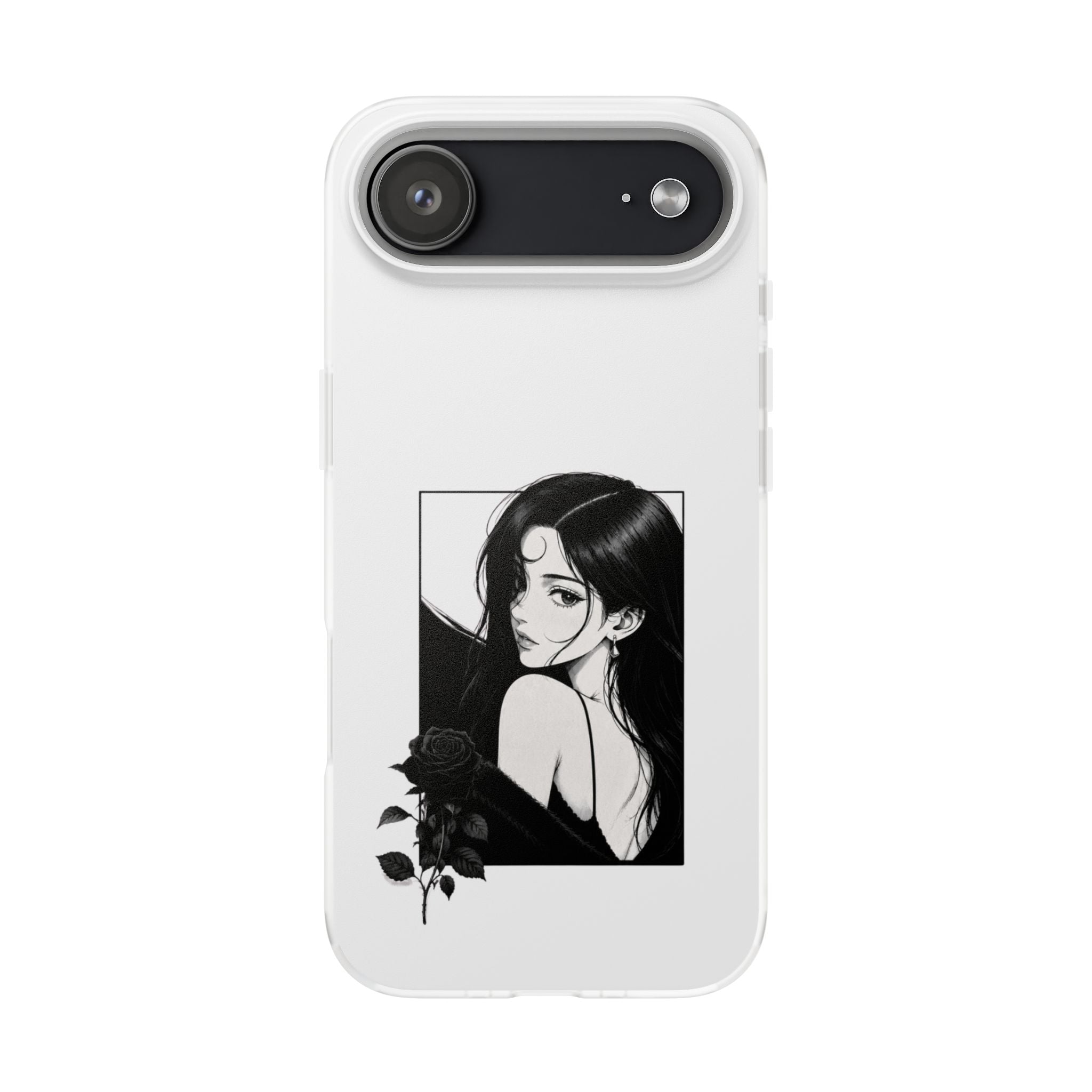 Anime Girl Noir Black Rose Illustration Flexi Case